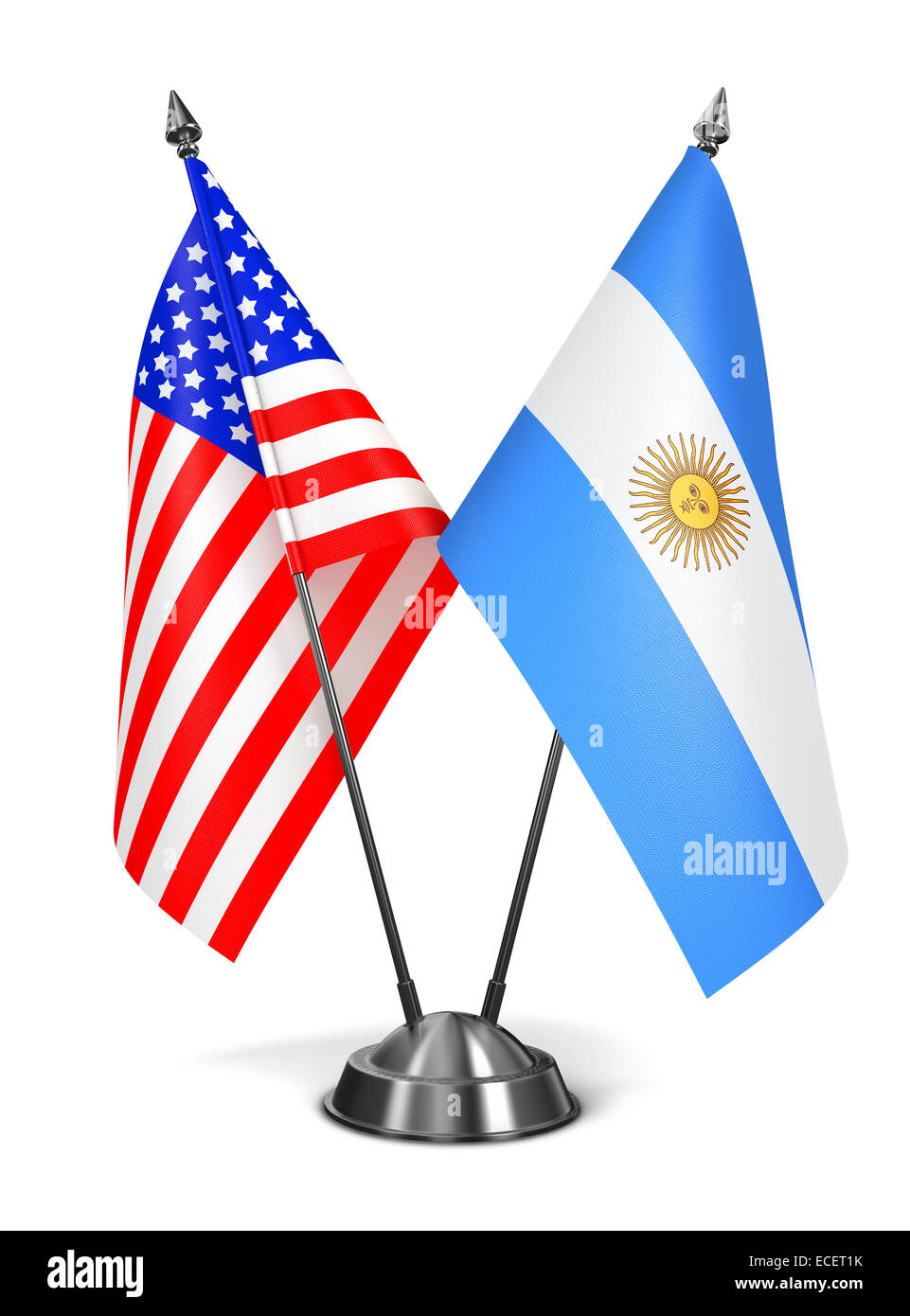 USA und Argentinien - Miniatur-Flags. Stockfoto