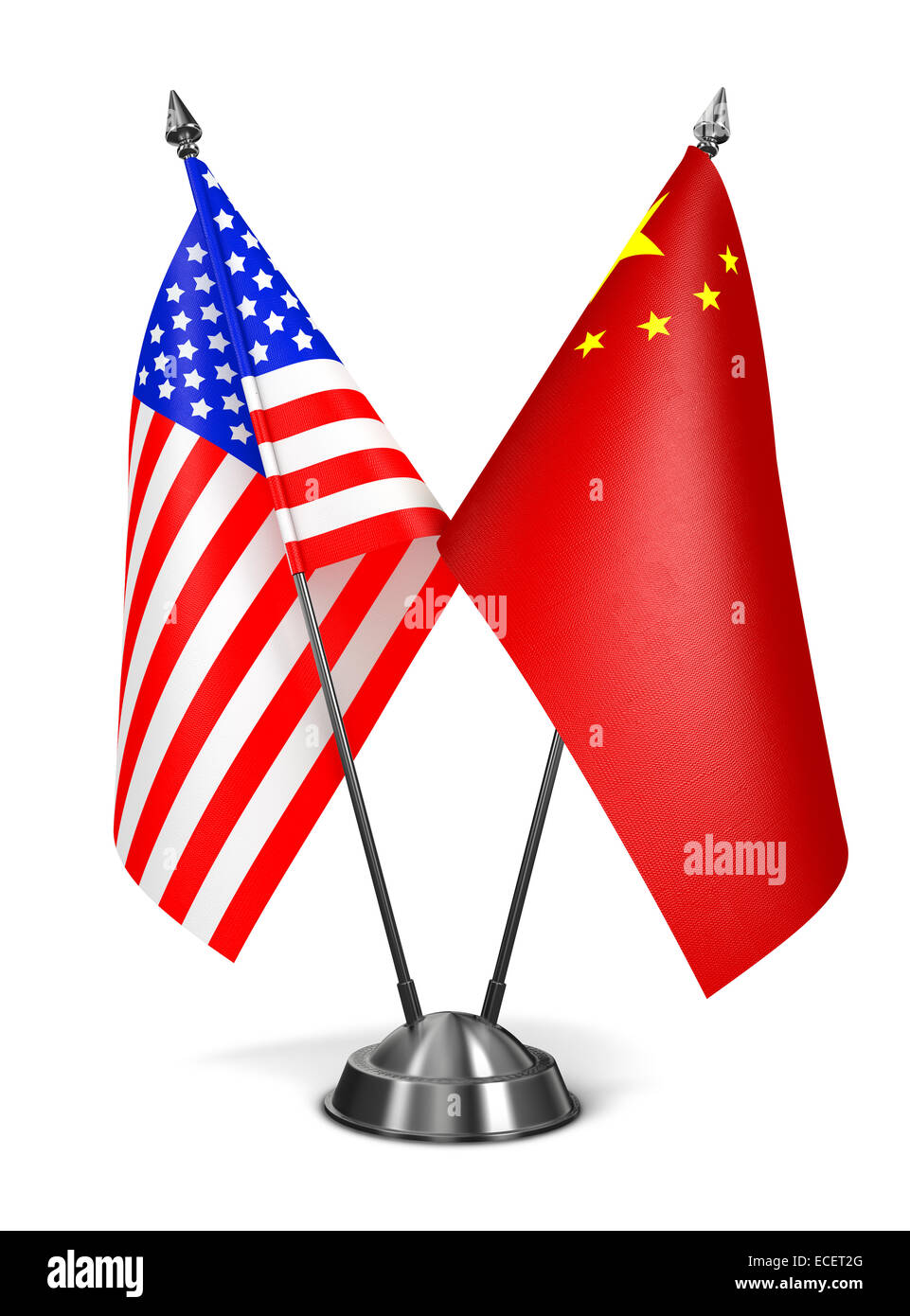USA und China - Miniatur-Flags. Stockfoto