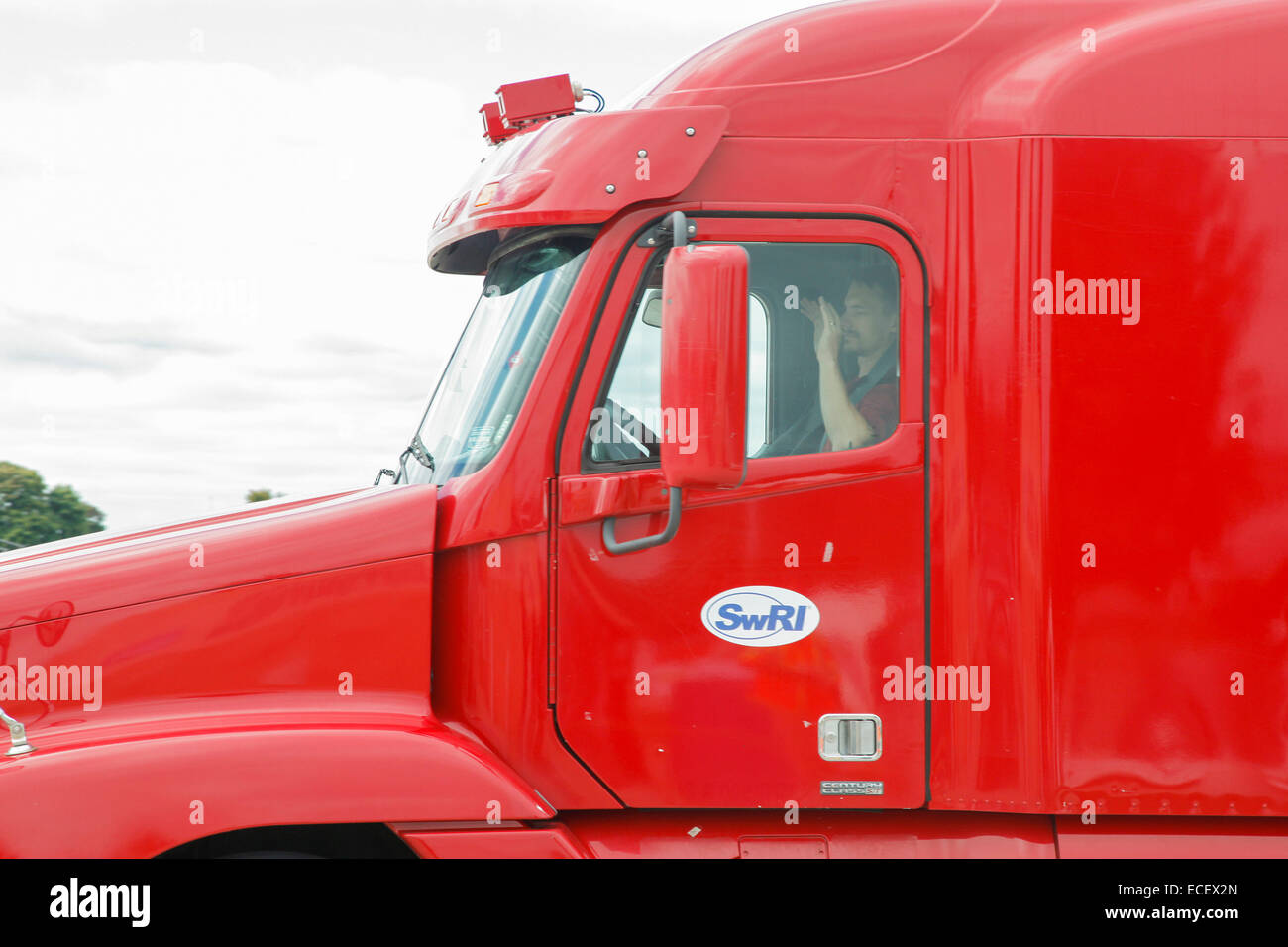 Detroit, Michigan - einem selbstfahrenden Lkw zeigt die Southwest Research Institute (SwRI). Stockfoto