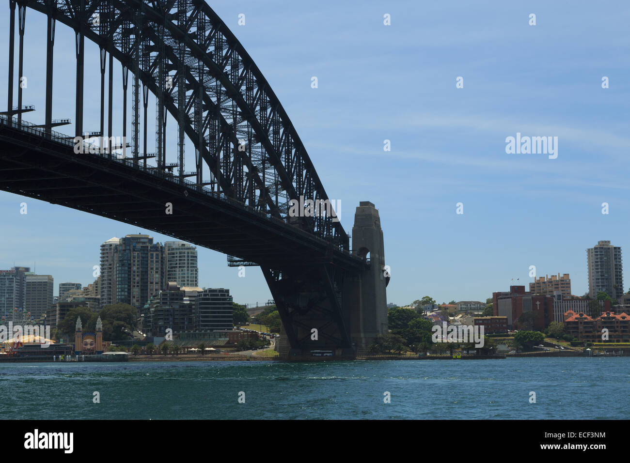 Ein Foto von der Sydney Harbour Bridge in Australien. Die Sydney Harbour Bridge ist ein Stahl durch Bogenbrücke. Stockfoto