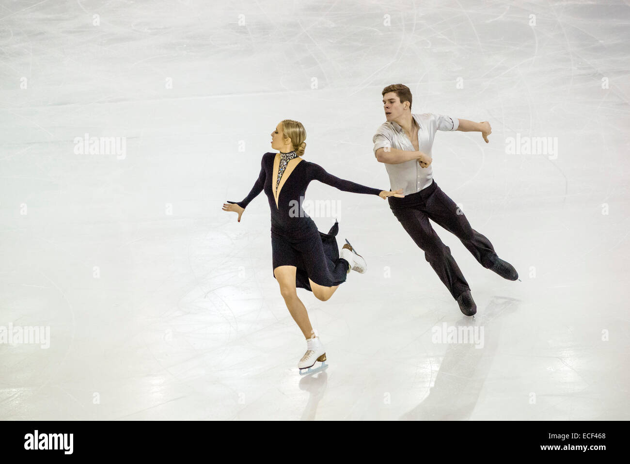 Anna Yanovskaya / Sergei Mozgov (RUS) führen in der DANCE JUNIOR - Kür bei der ISU Grand Prix of Figure Skating Finale in Barcelona Stockfoto