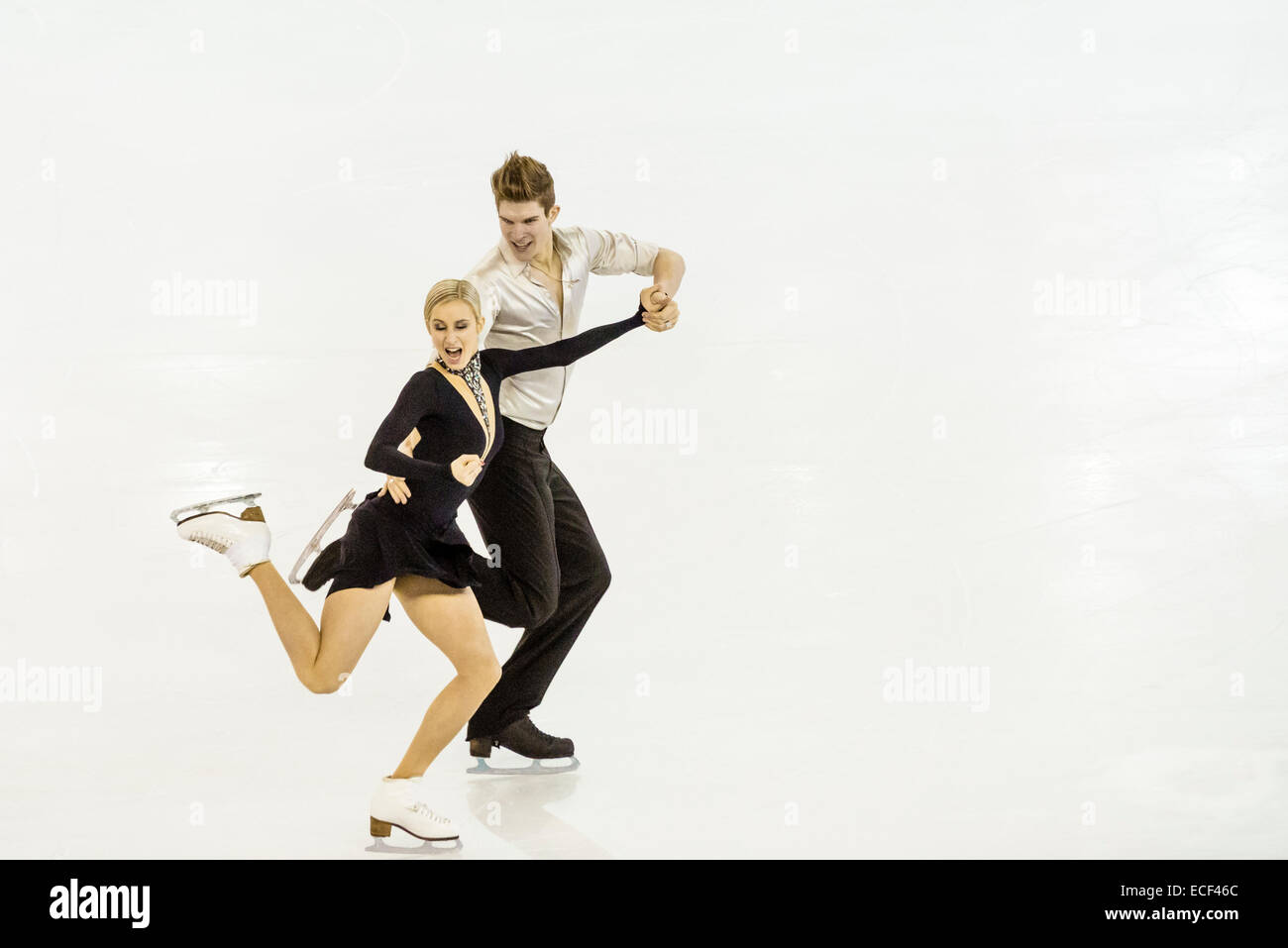 Anna Yanovskaya / Sergei Mozgov (RUS) führen in der DANCE JUNIOR - Kür bei der ISU Grand Prix of Figure Skating Finale in Barcelona Stockfoto
