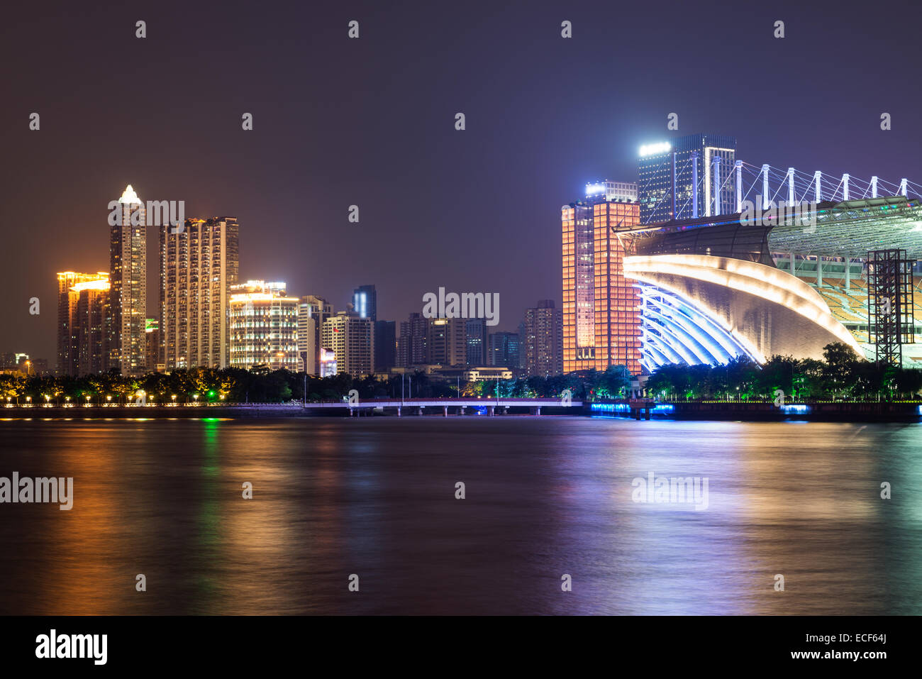 Nachtansicht der Stadt Guangzhou Stockfoto