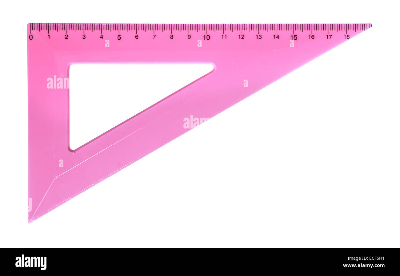 Dreieck Lineal Instrument of Measurement isoliert auf weißem Hintergrund Stockfoto