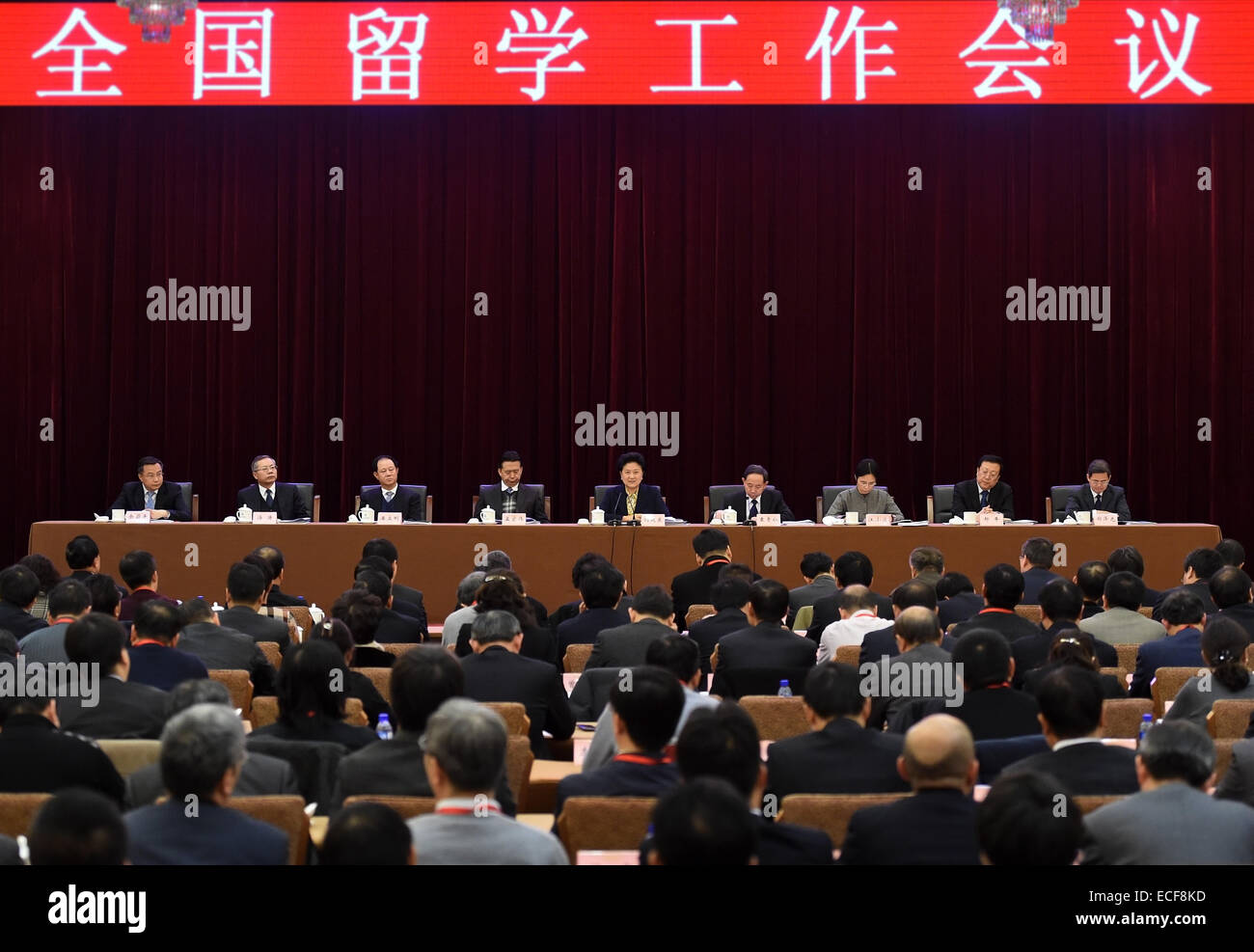 Peking, China. 13. Dezember 2014. Chinesischer Vize-Premier Liu Yandong spricht bei einem Treffen am Übersee Bildung in Peking, Hauptstadt von China. Das Treffen fand hier vom Dez. 12 bis 13. © Liu Jiansheng/Xinhua/Alamy Live-Nachrichten Stockfoto