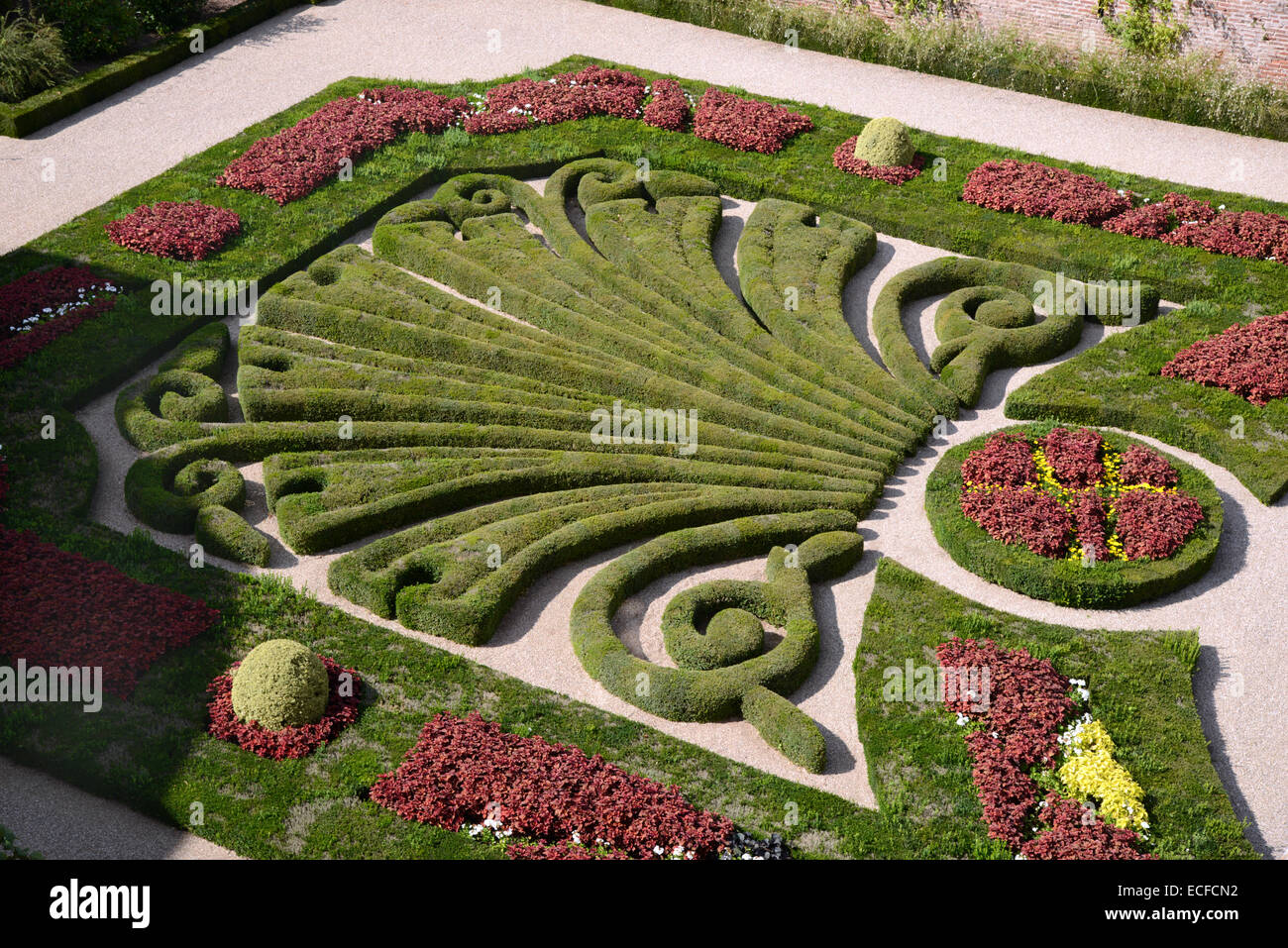 Französische Gartenanlage oder Topiary Garten des Standortes Bischöfe Palast De La Berbie Toulouse-Lautrec Museum Albi France Stockfoto Französische Gartenanlage oder Topiary Garten des Standortes Bischöfe Palast De La Berbie Toulouse-Lautrec Museum Albi France Stockfoto