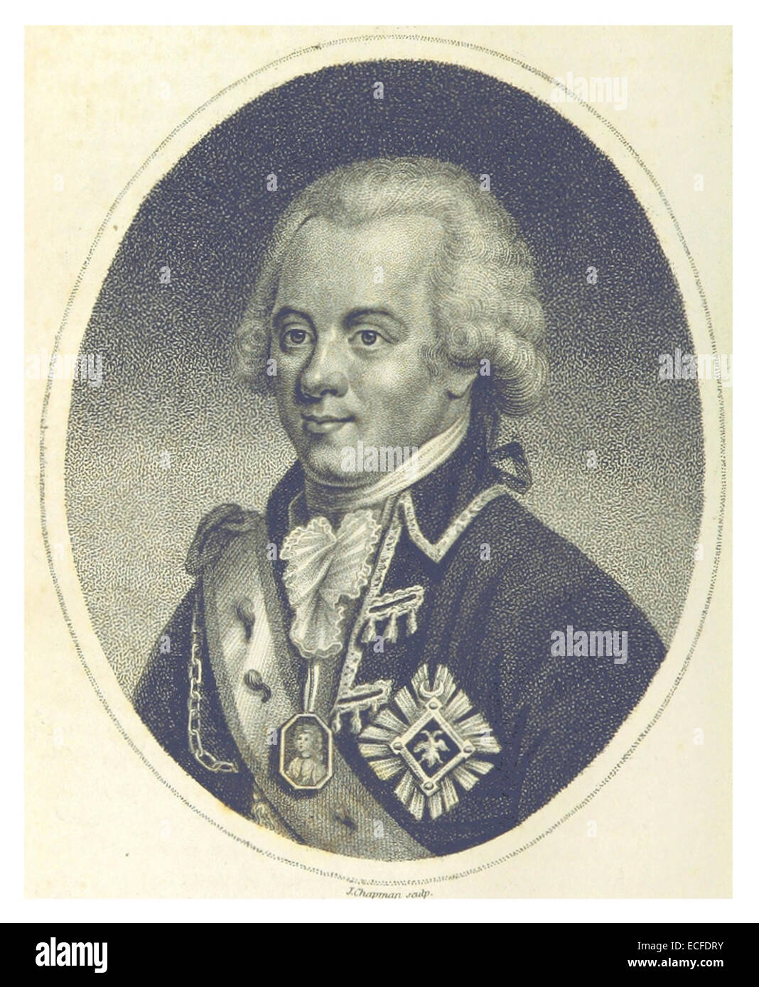 Mante(1800) p8.340 PAUL I. von PREUßEN Stockfoto