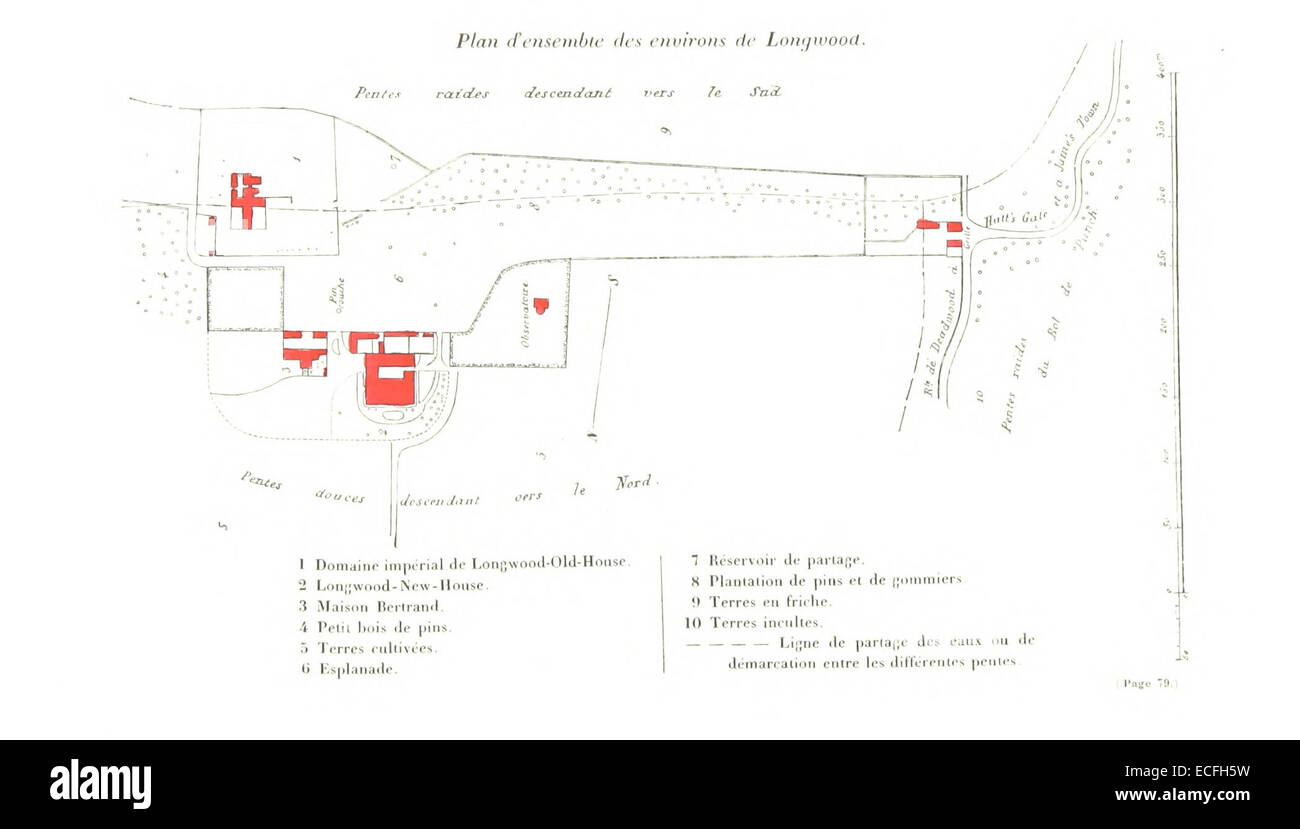 MASSELIN(1862) p104 PLAN D' ENSEMBLE DES Umgebung DE LONGWOOD Stockfoto
