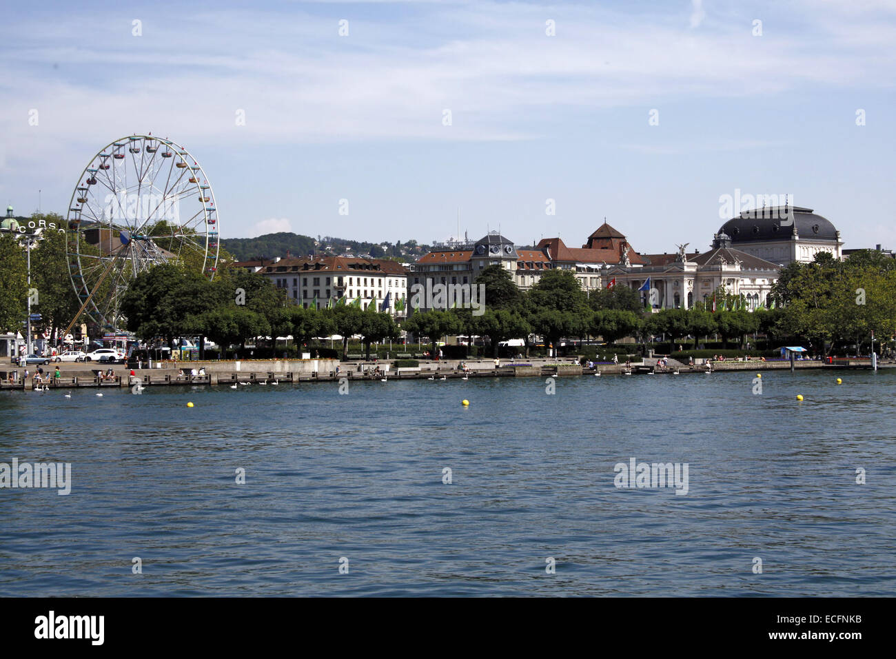 Malerische Stadtblick mit Riesenrad, Zürich, Schweiz Stockfoto Malerische Stadtblick mit Riesenrad, Zürich, Schweiz Stockfoto