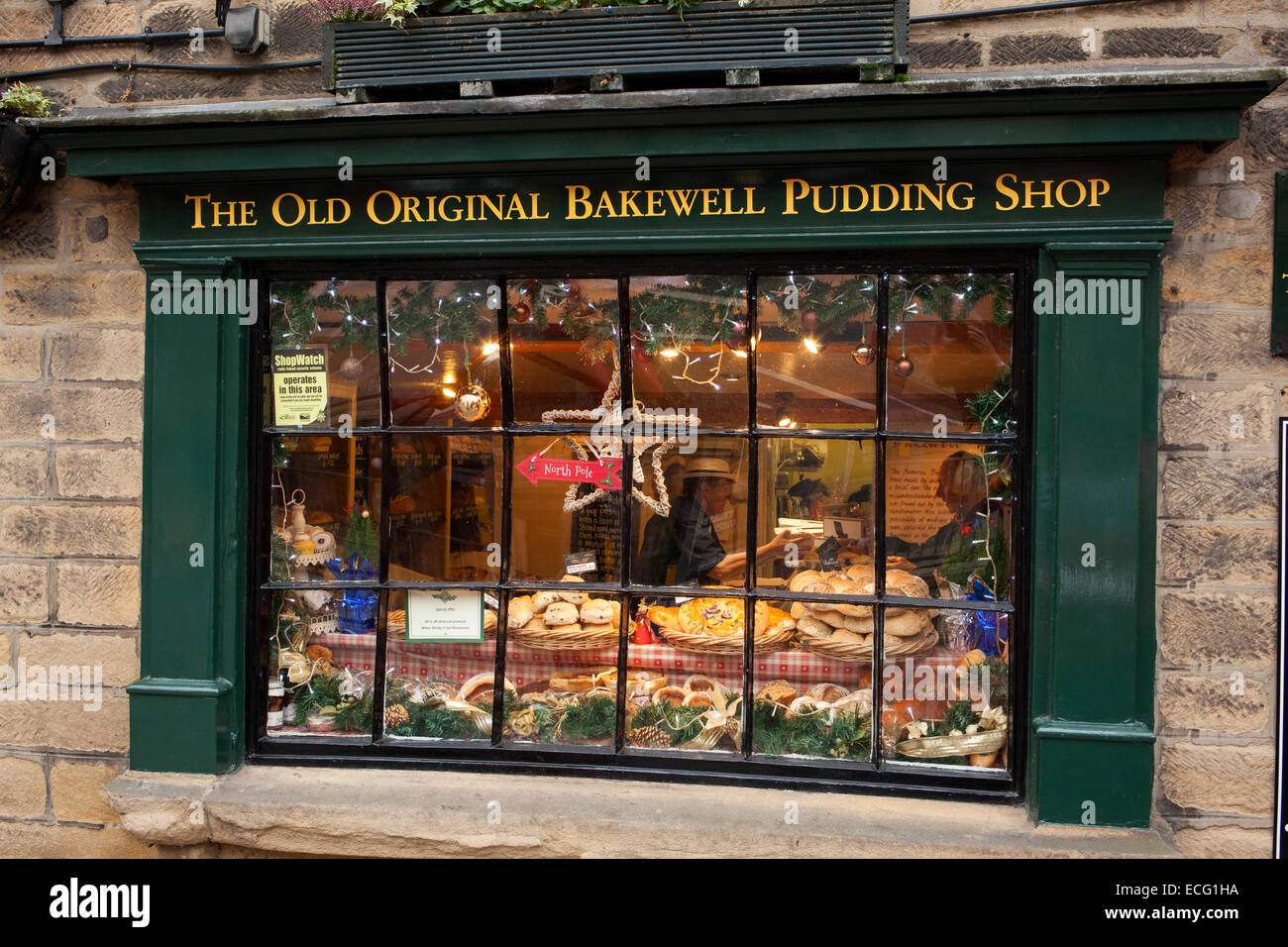 Der alte Original Bakewell Pudding Shop in Bakewell, Derbyshire, England, Großbritannien Stockfoto