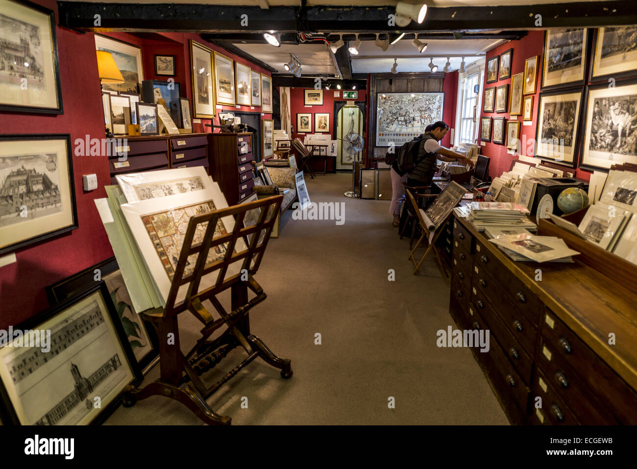 Sanders von Oxford ist ein antikes Druck- und Karten Shop auf der High Street of Oxford, UK. Stockfoto