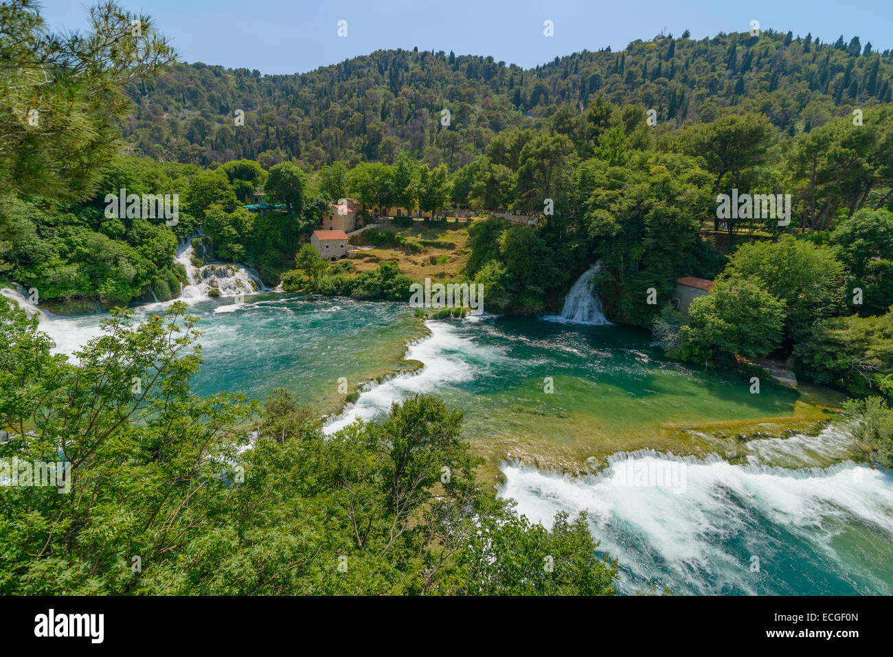 Krka Nationalpark Fernsehreihe Wasserfall, Wasserfälle Krka-Park-Kroatien Stockfoto