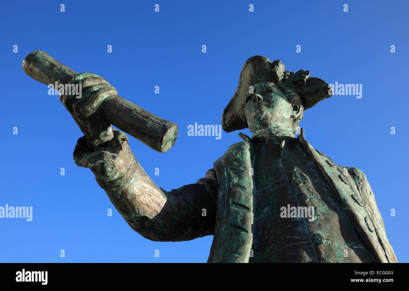 Statue von George Vancouver in King's Lynn, Norfolk, Großbritannien. Stockfoto