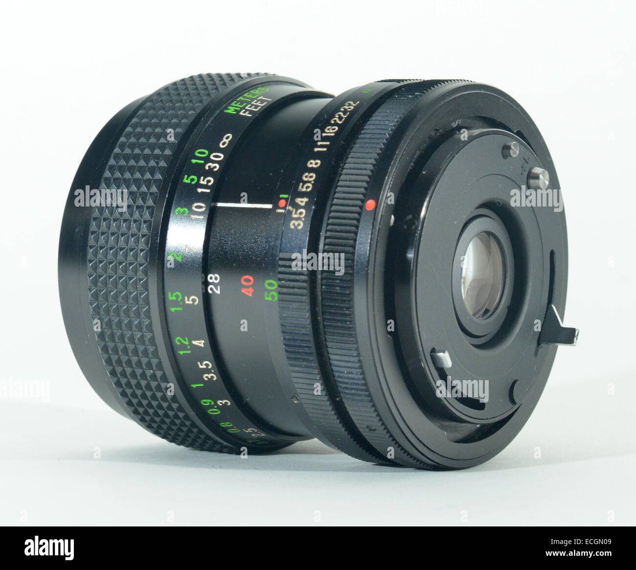 Canon FD Mount manueller Fokus Zoom-Objektiv, 28-50mm Vivitar Stockfoto