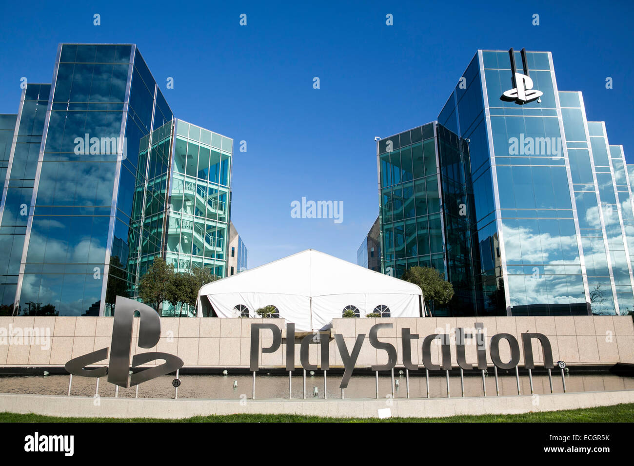 Der Hauptsitz von Sony Computer Entertainment America (SCEA). Stockfoto