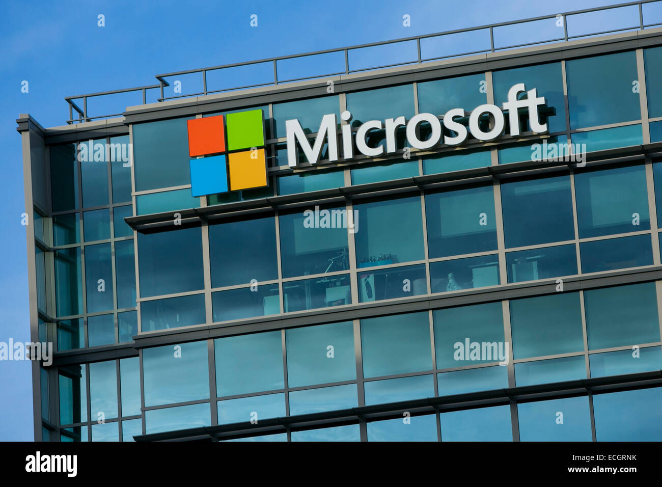 Ein Bürogebäude von Microsoft besetzt. Stockfoto