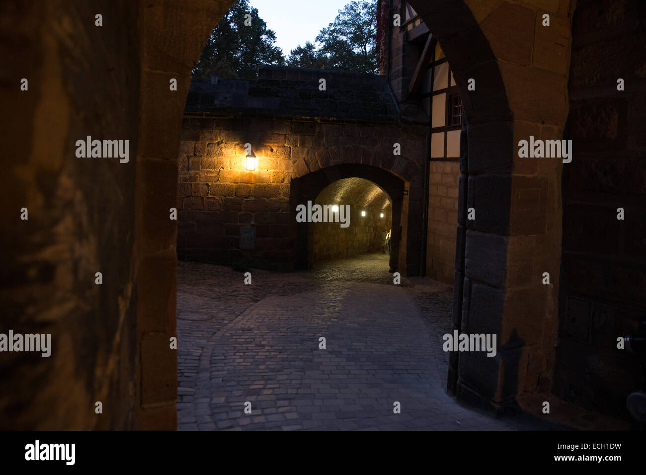 Nürnberger Burg Nacht dunkel Stockfoto