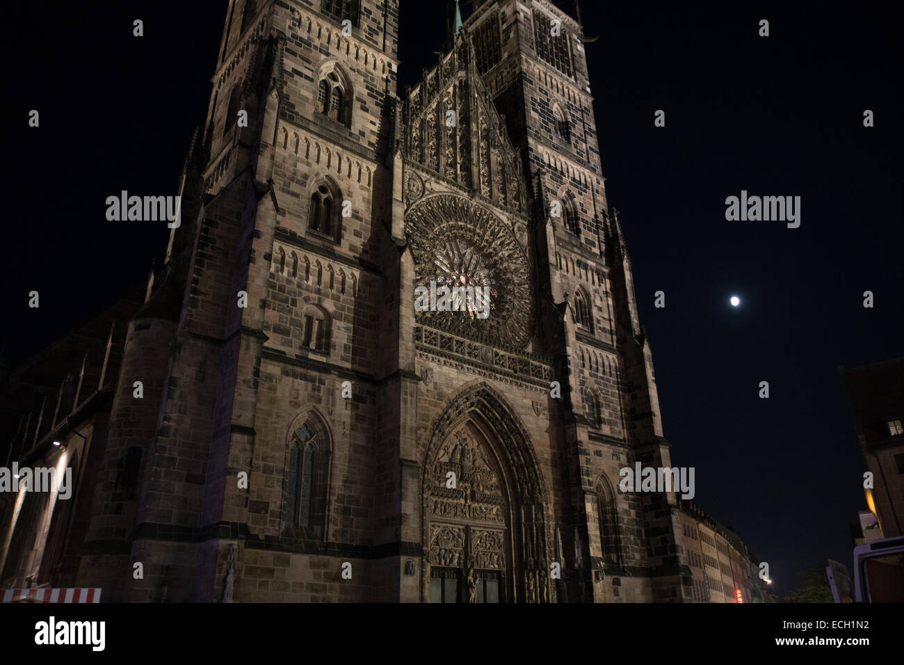 St. Sebaldus Kirche Nürnberg Nacht Stockfoto