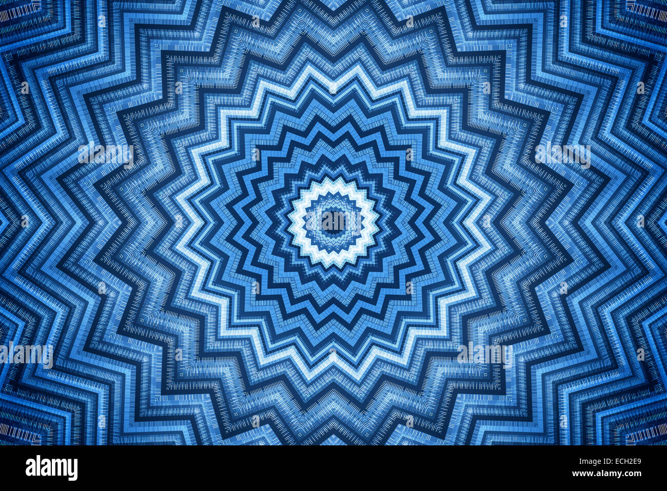 Blauer Kaleidoskop-Bild als abstraktes Muster Hintergrund Stockfoto