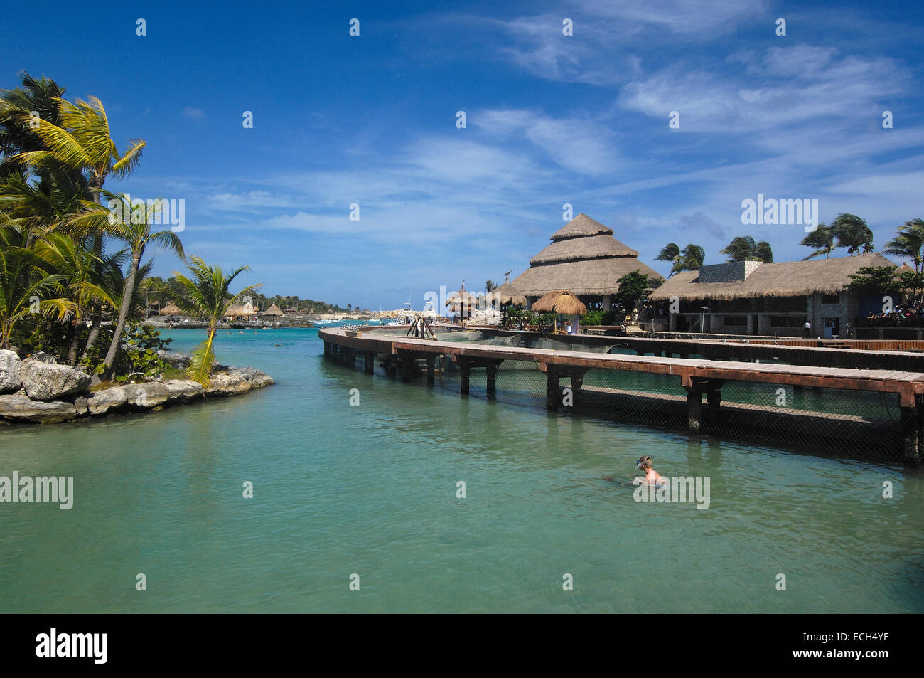 Beach-Bereich, Xcaret, Öko-archäologischen Park, Playa del Carmen Quintana Roo Zustand, Riviera Maya, Halbinsel Yucatan, Mexiko Stockfoto