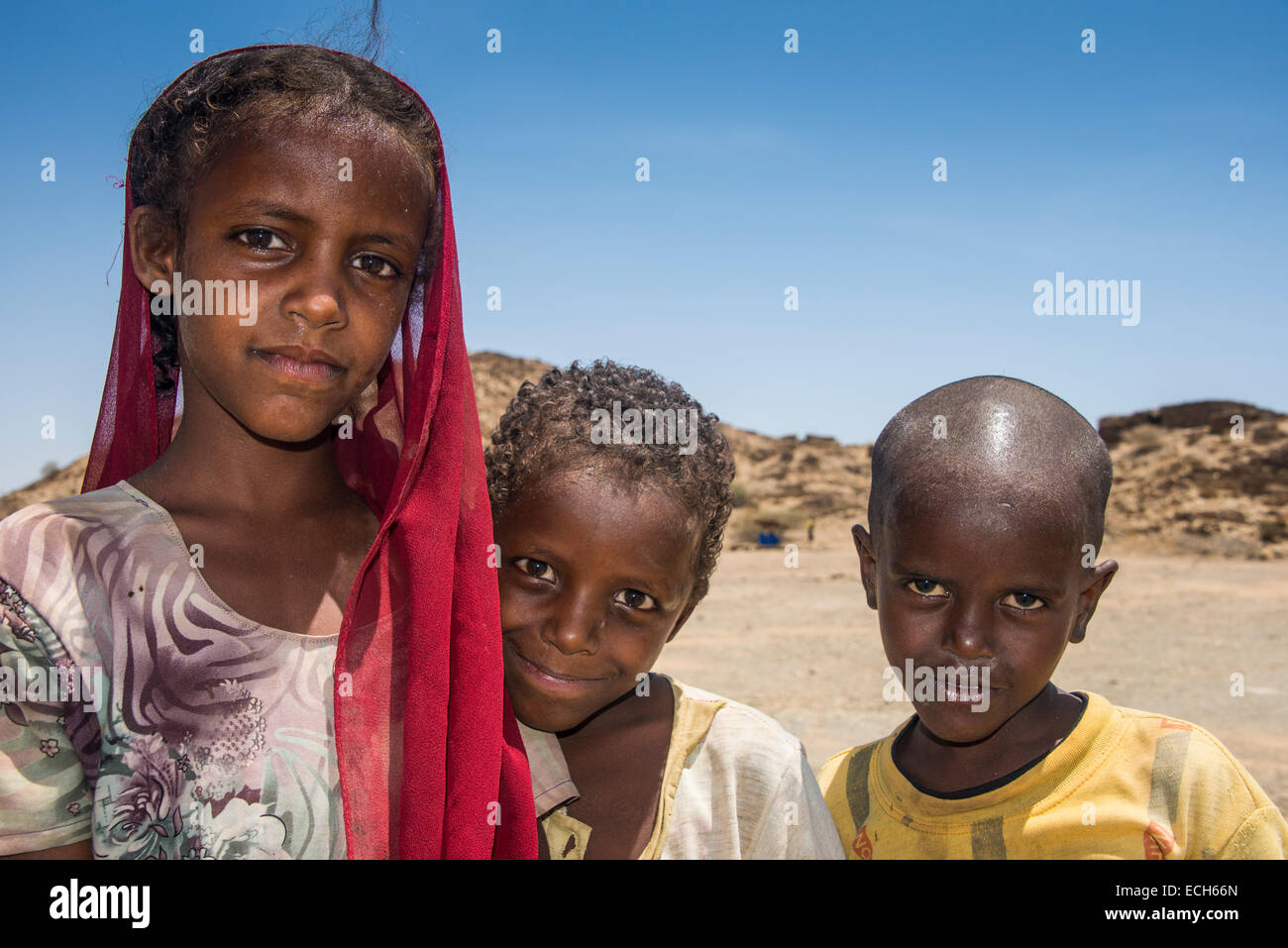 Beduinen-Kinder, in den Niederungen, Eritrea Stockfoto