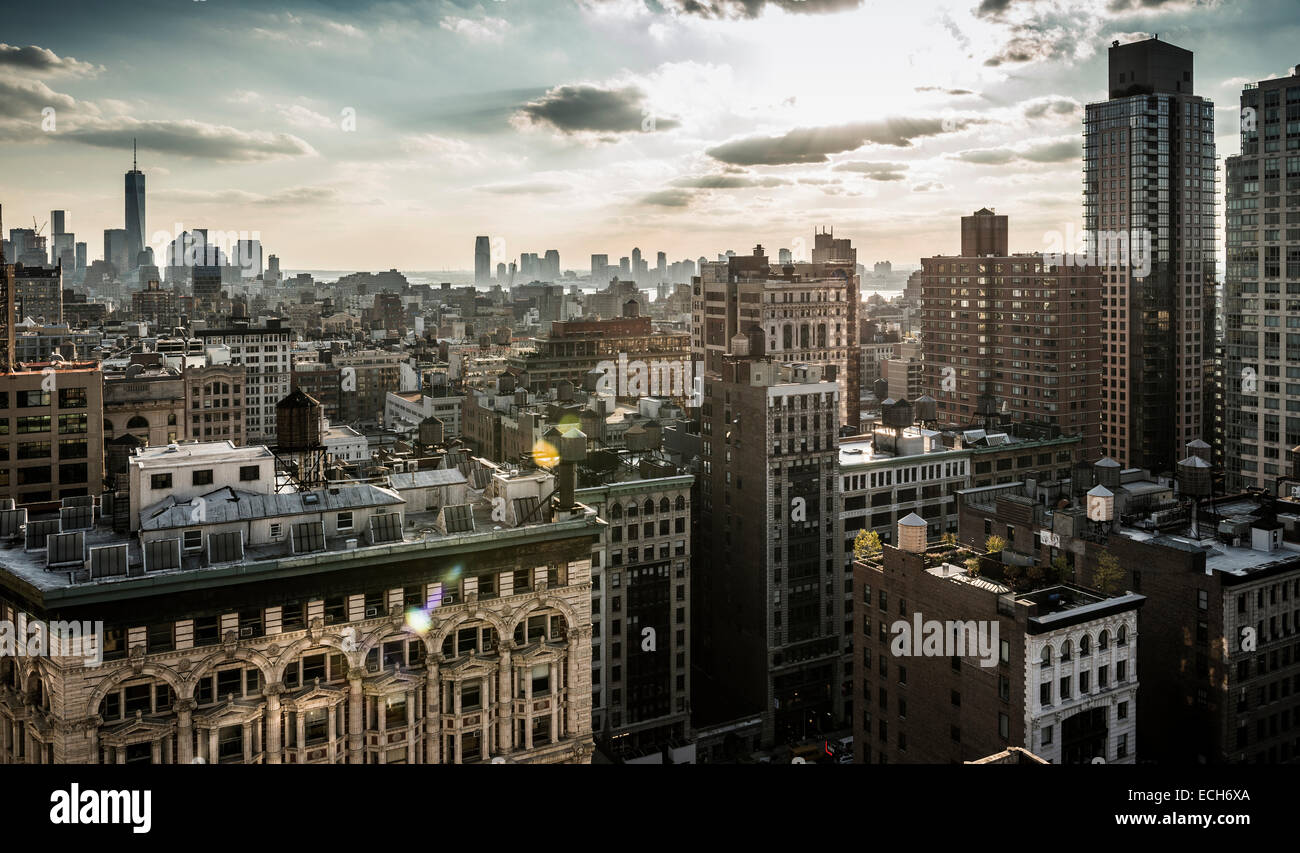 Skyline von Midtown und Downtown Manhattan, New York, Vereinigte Staaten von Amerika Stockfoto