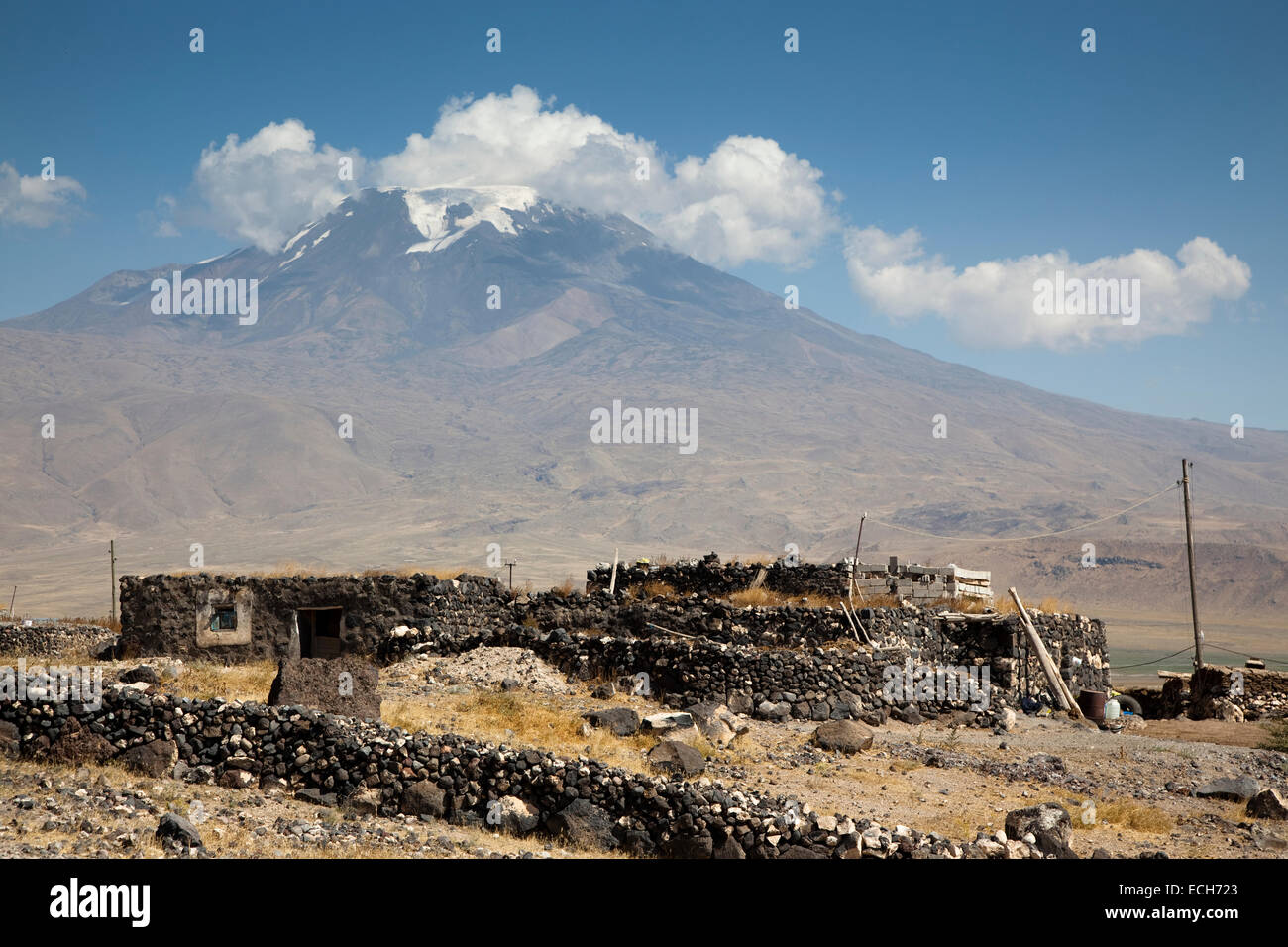 Stein-Hütte am Berg Ararat, Agri Dagi, östlichen Anatolien, Türkei Stockfoto