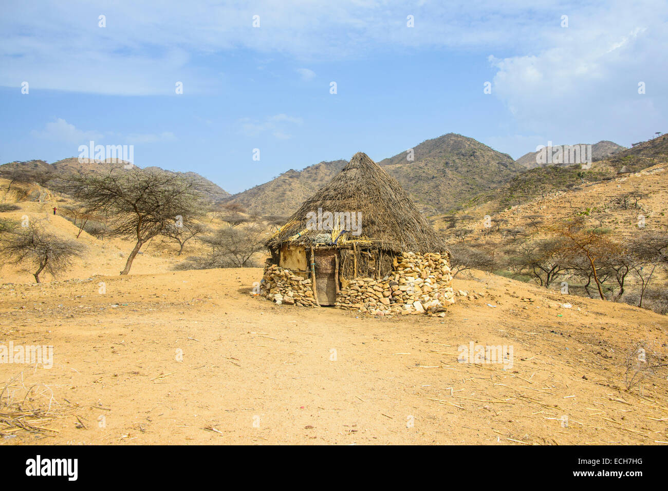 Urige Hütte in den Highlands, Eritrea Stockfoto
