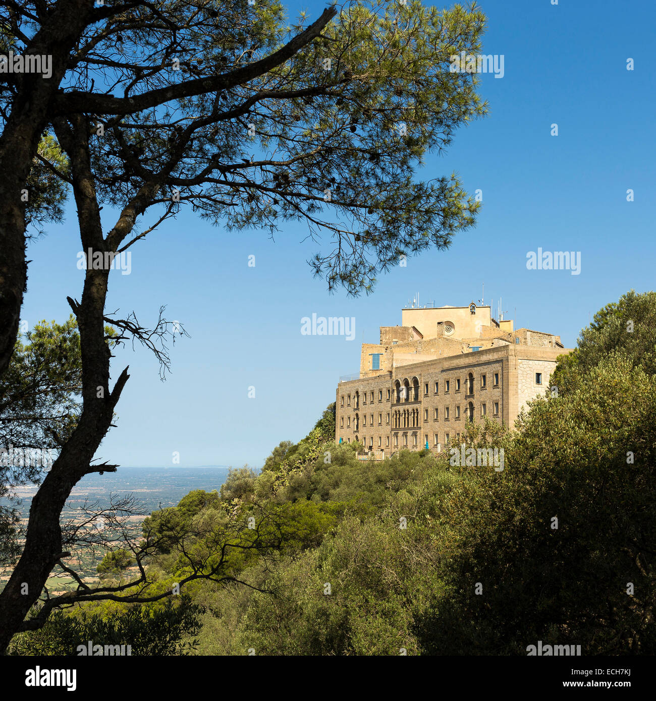 Ermita de Sant Salvador, Kloster in der Nähe von Felanitx, Mallorca, Balearen, Spanien Stockfoto
