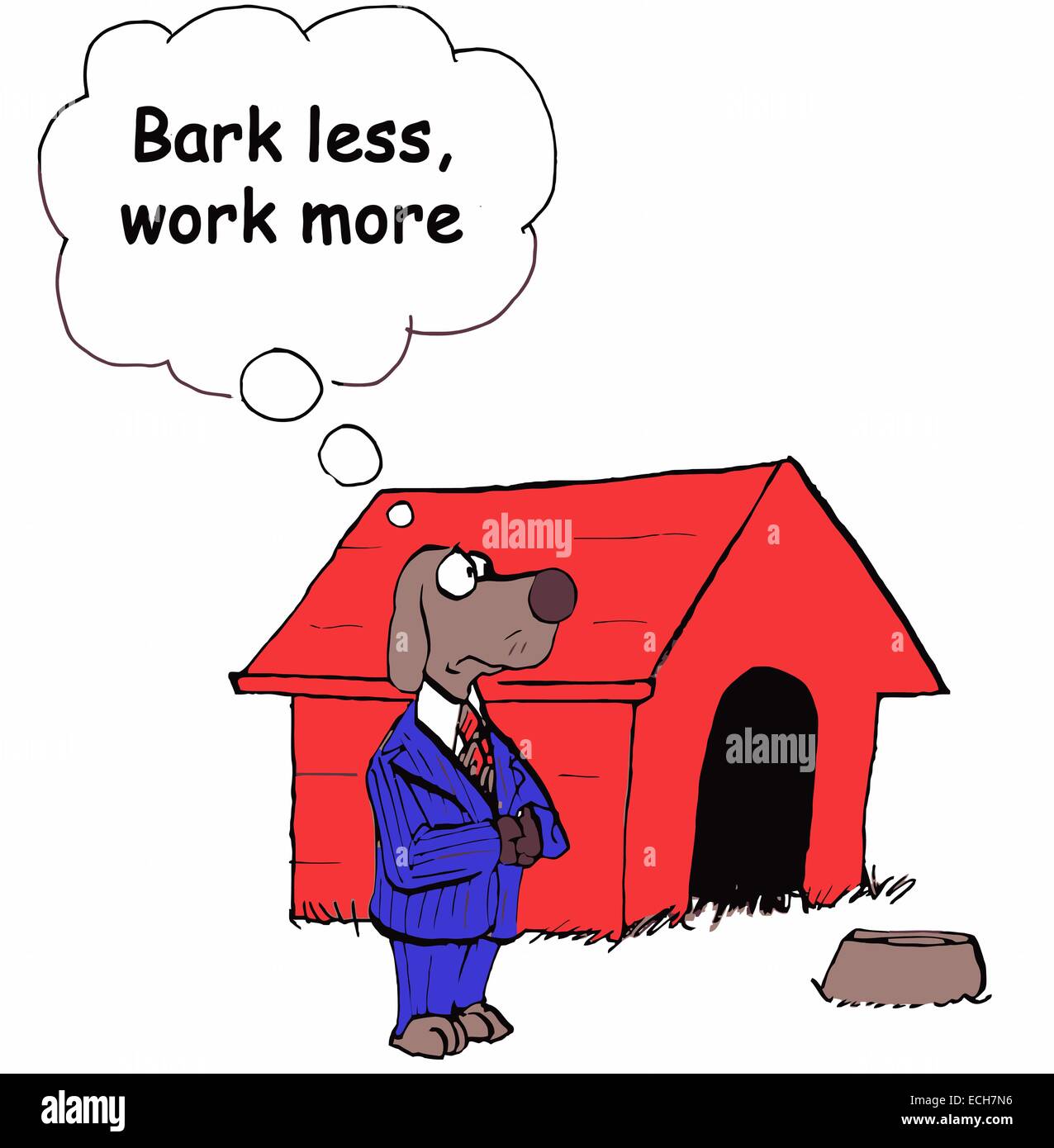 Dog erinnert sich als Geschäftsmann daran, mehr zu arbeiten und weniger zu bellen. Stock Vektor