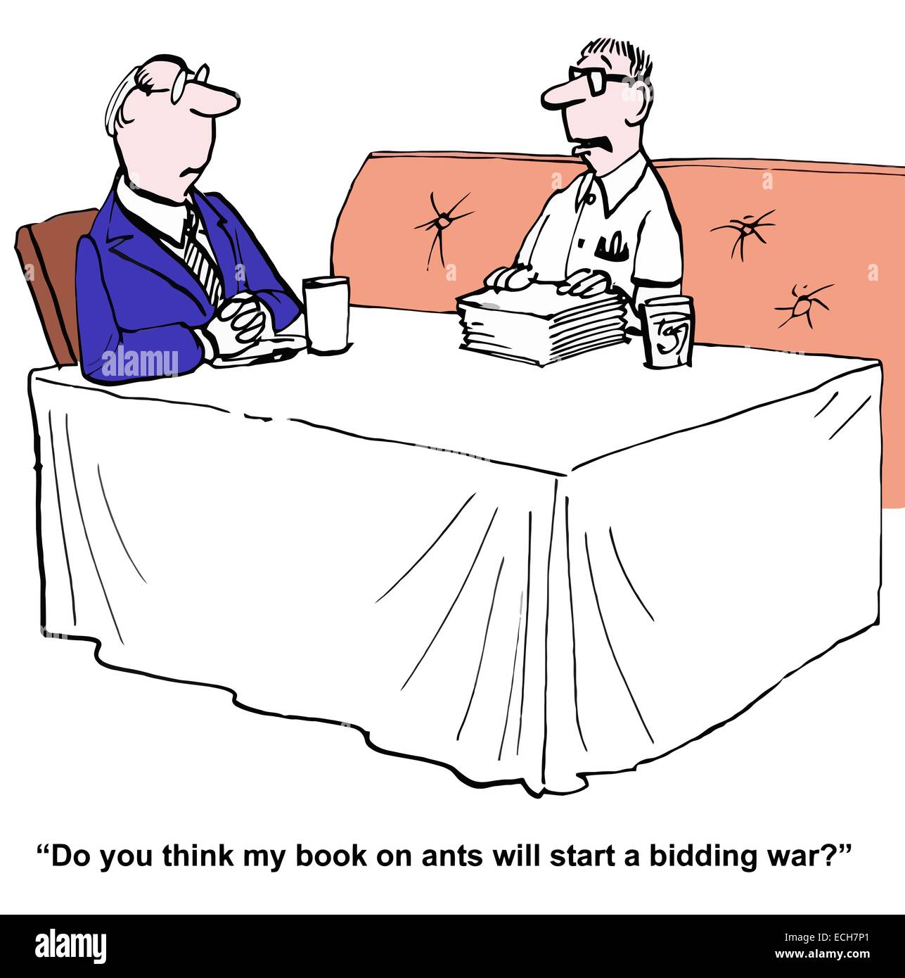"Glaubst du, mein Buch über Ameisen eine regelrechter Kampf startet?" Stock Vektor