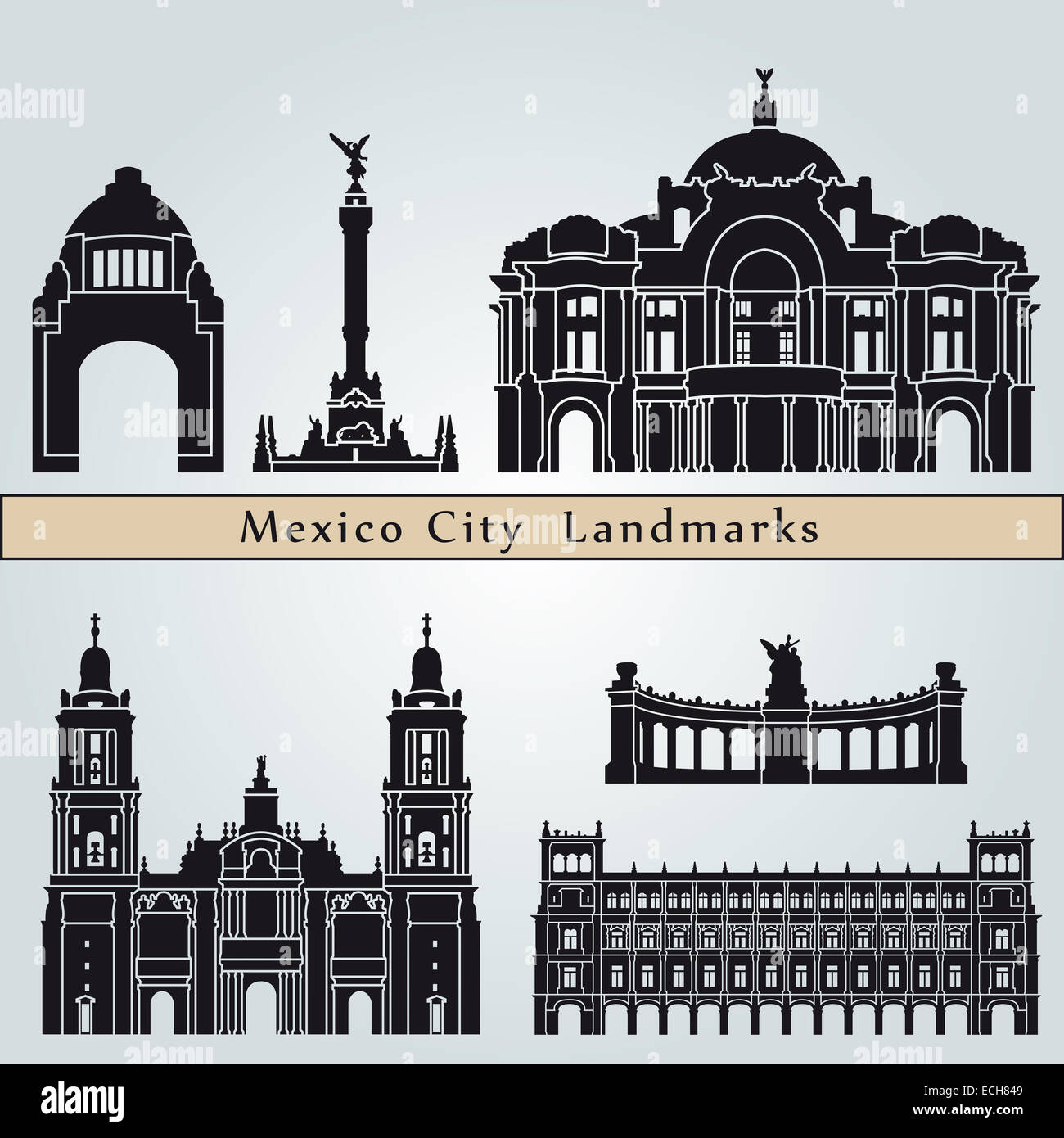 Mexiko-Stadt Sehenswürdigkeiten und Denkmäler Stockfoto