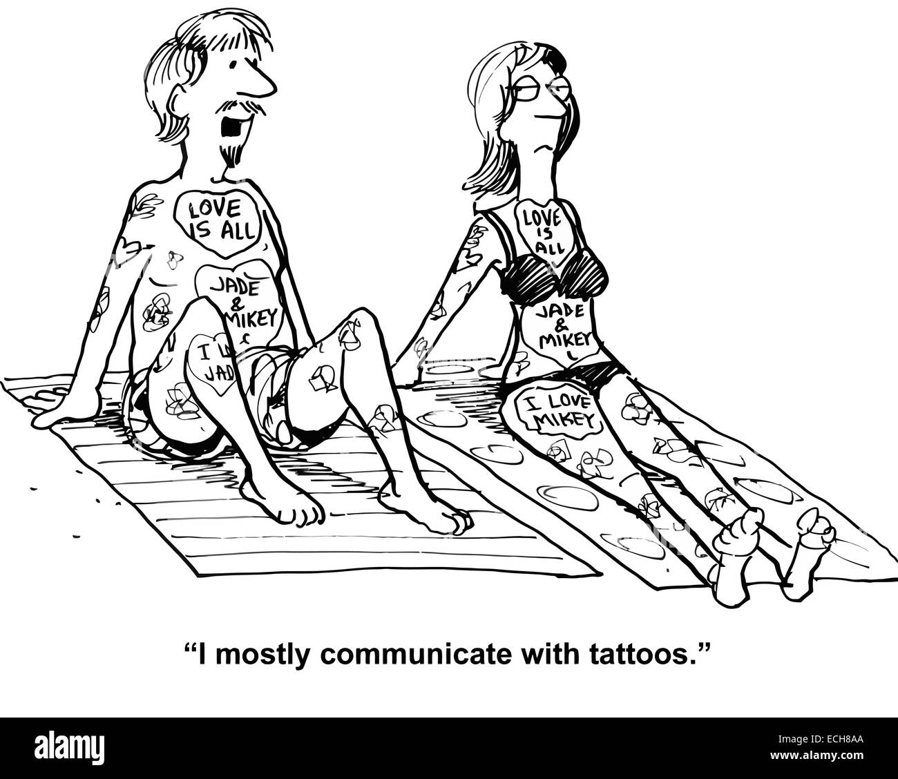 "Ich kommuniziere meist mit Tattoos." Stock Vektor