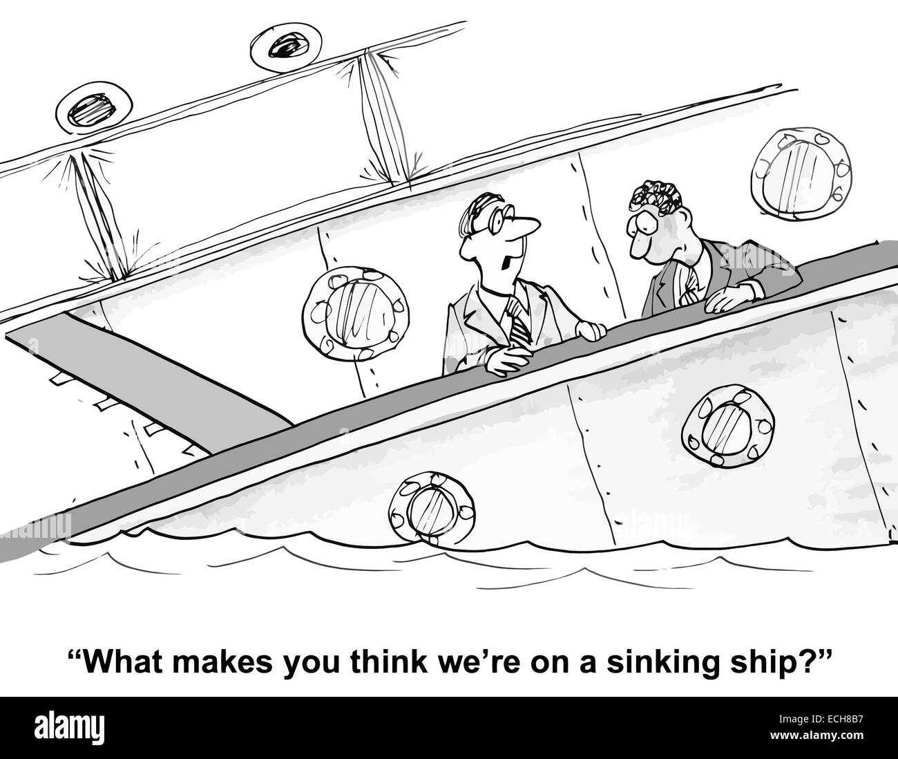 Cartoon Sinking Ship Business Boss Stockfotos Cartoon