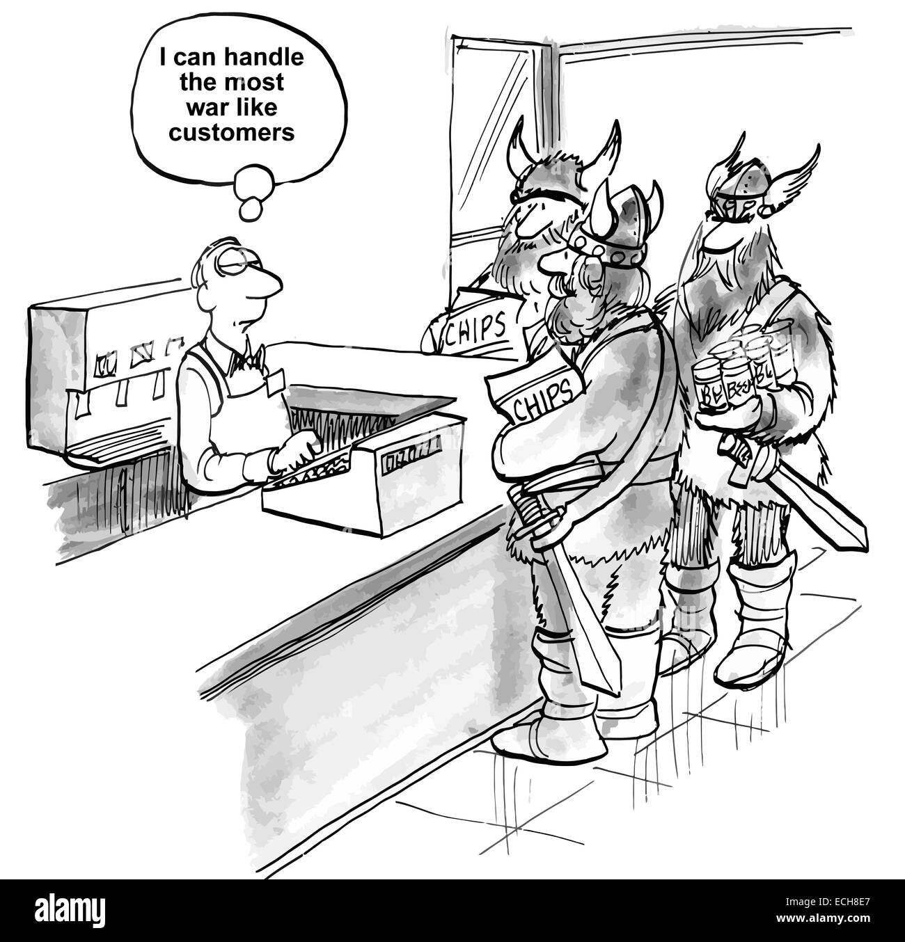 "Ich kann den meisten Krieg wie Kunden behandeln." Stock Vektor