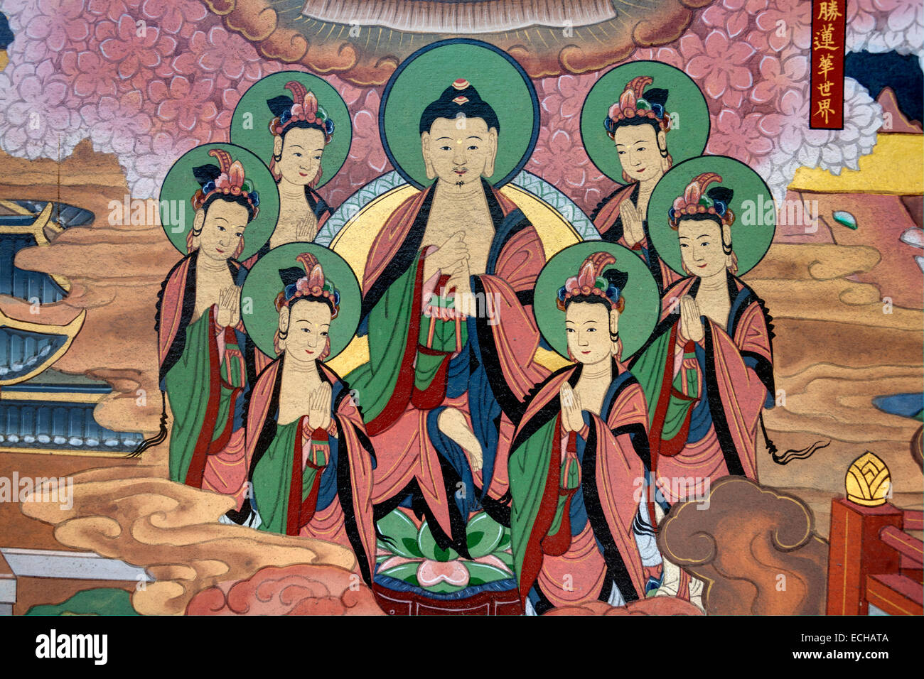 Buddhistische Fresko Stockfoto