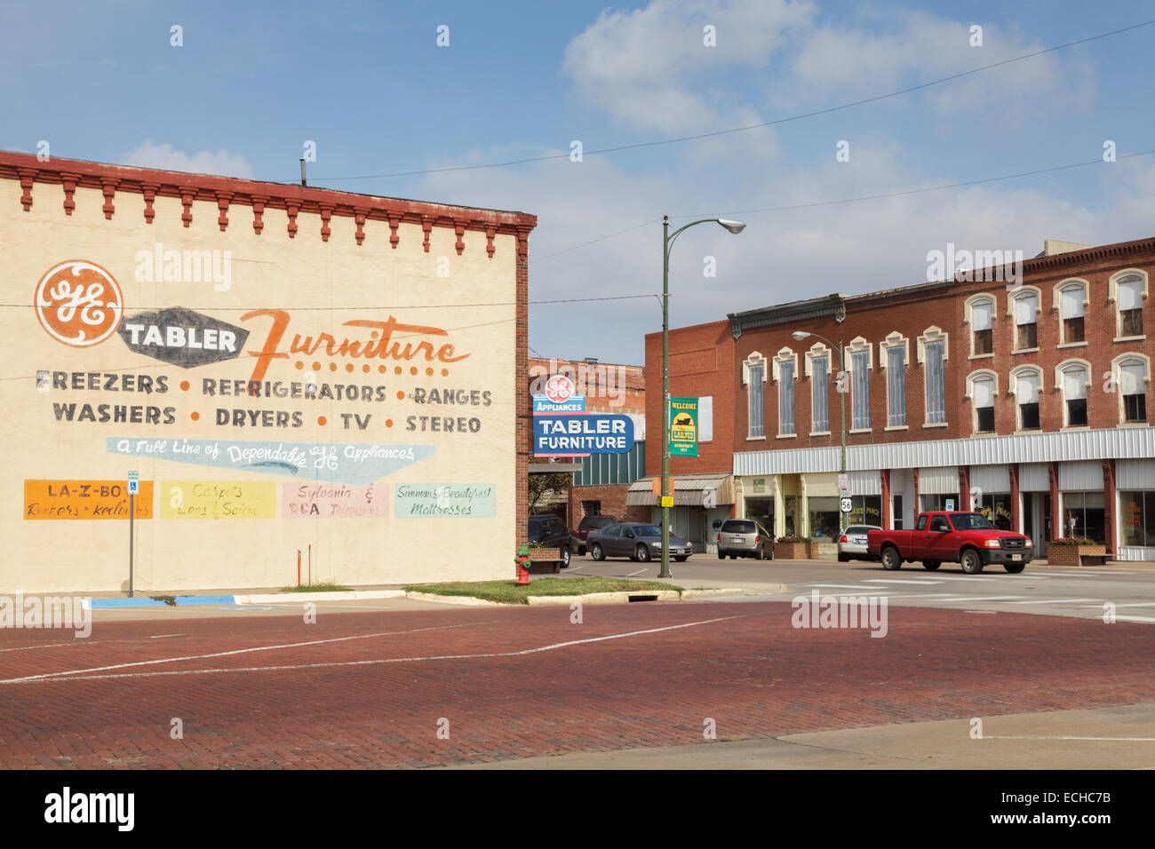 Die Innenstadt von Larned, Kansas Stockfoto