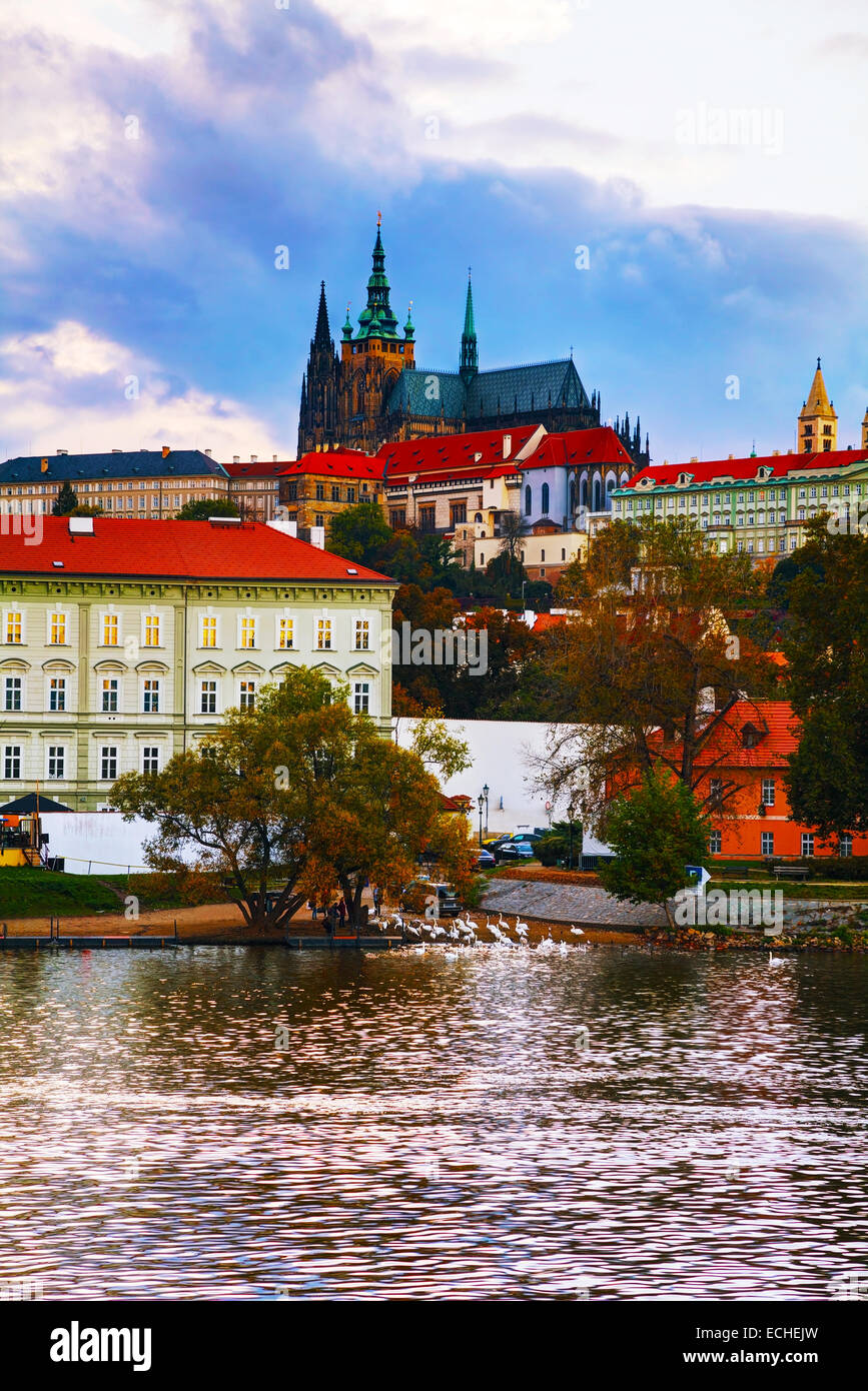 Alt Prag Übersicht bei Sonnenuntergang Stockfoto