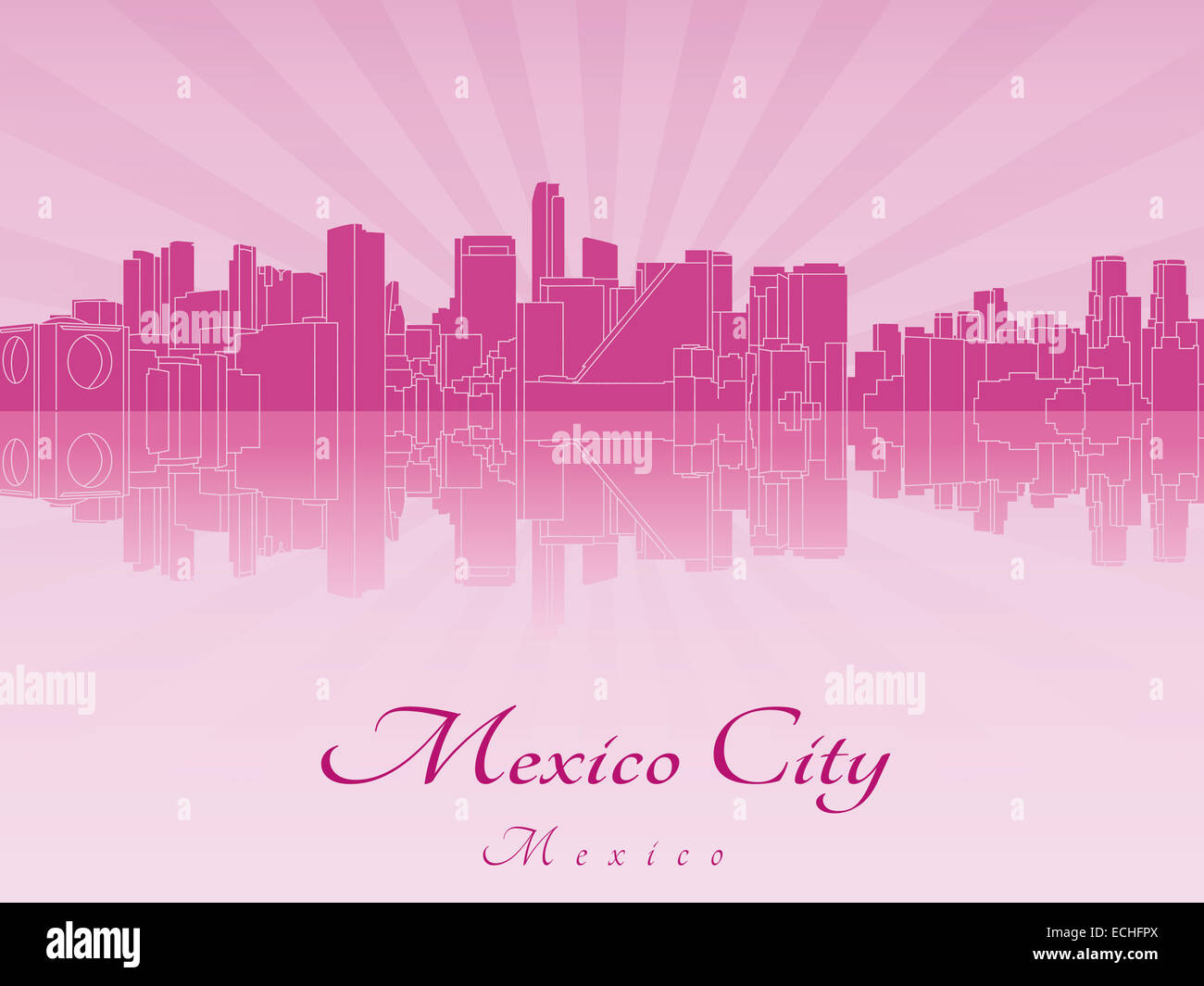 Mexiko-Stadt Skyline in lila Stockfoto