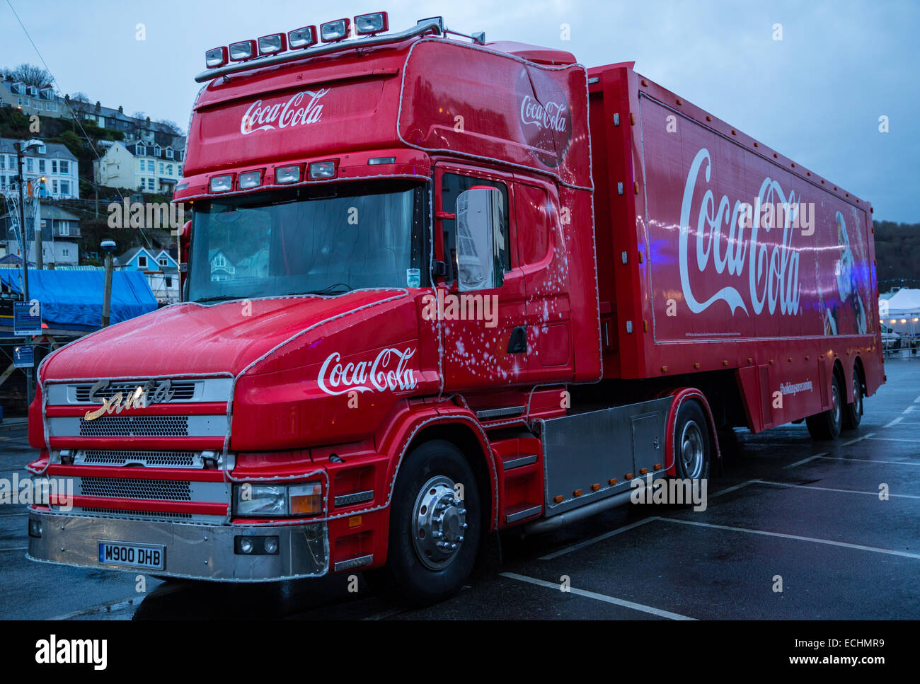Coca Cola kommt zum Looe in East Cornwall 15. Dezember 2014 Stockfoto