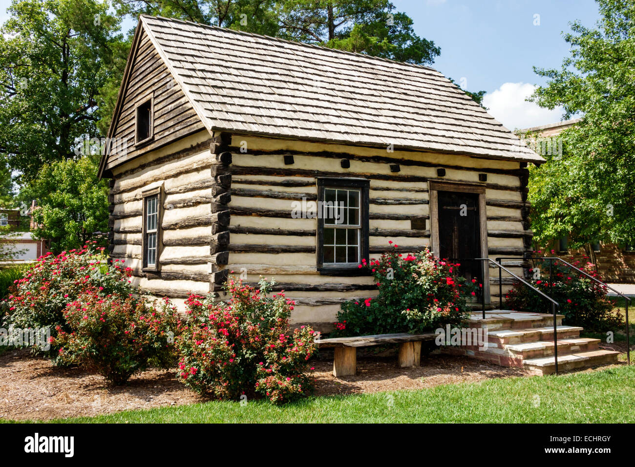 Saint St. Louis Missouri, Hi-Pointe, De Mun Historic District, Nachbarschaft, Concordia Seminary, Blockhütte, Garten, Vorderseite, Eingang, MO140831036 Stockfoto