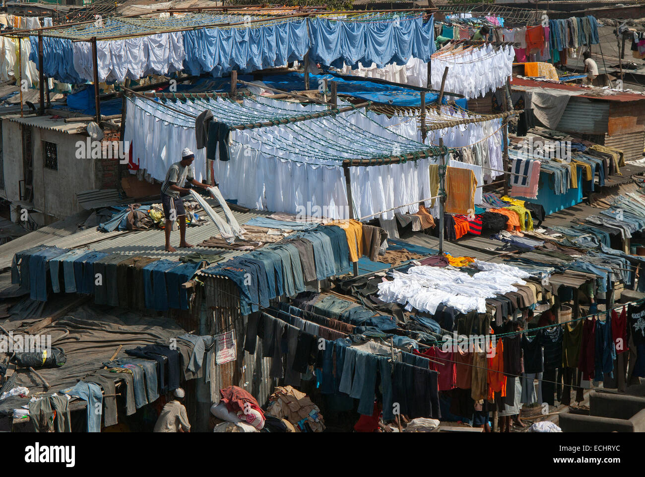 Dhobi Ghat-Wäsche in Mumbai, Indien Stockfoto