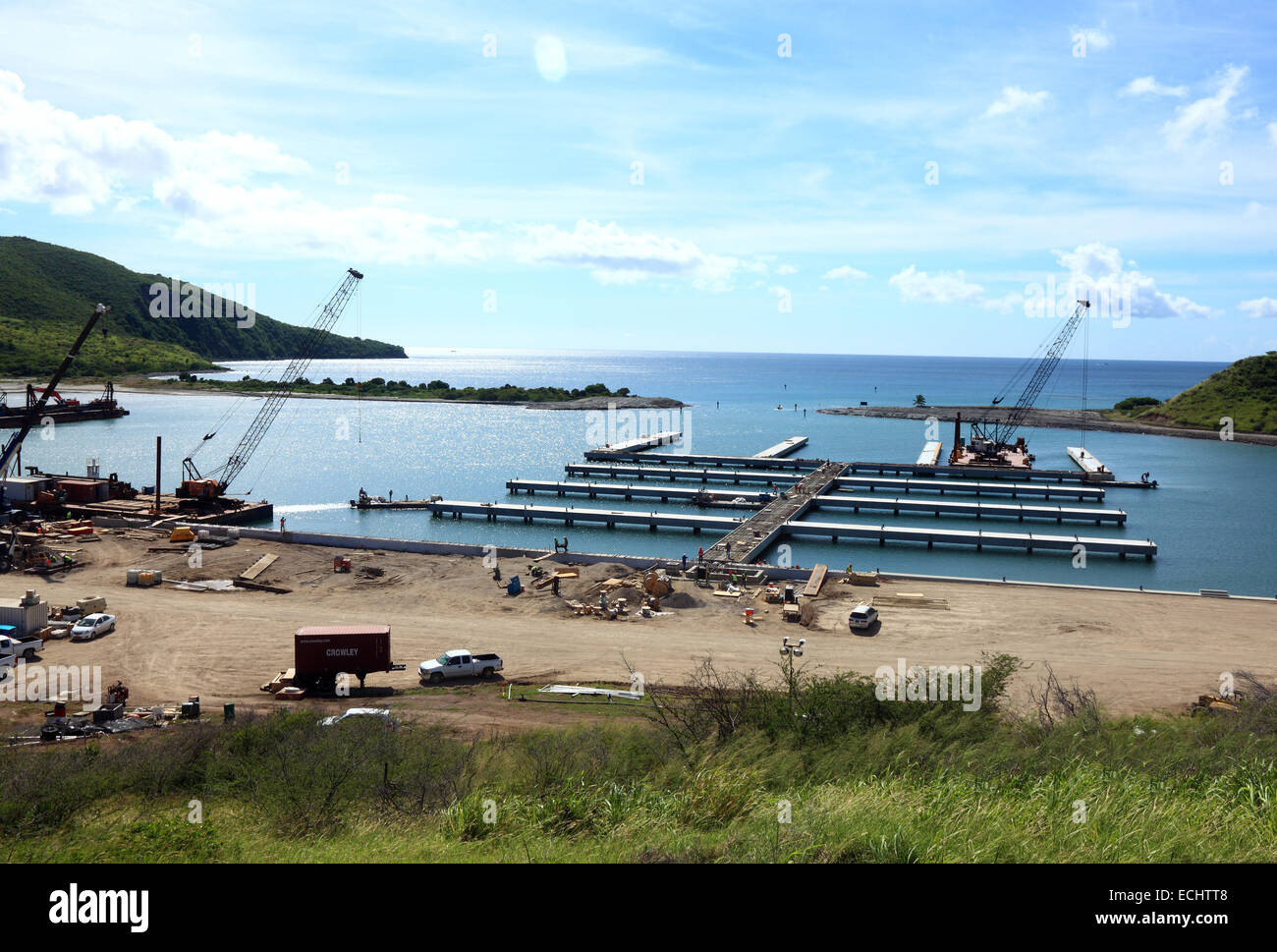 Marina im Hafen von St Christopher im Bau Stockfoto
