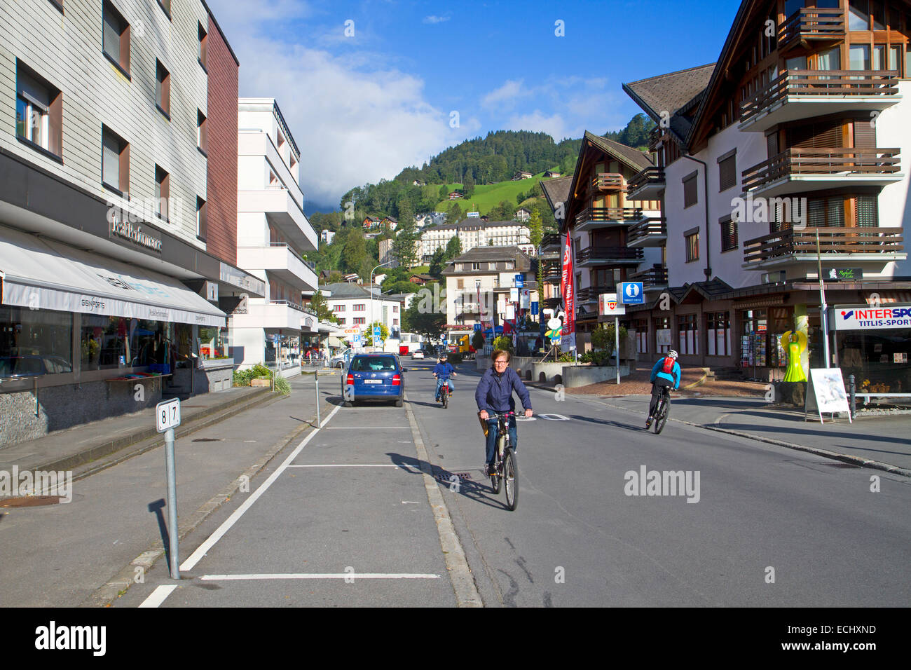 Die Hauptstraße von Engelberg Stockfoto