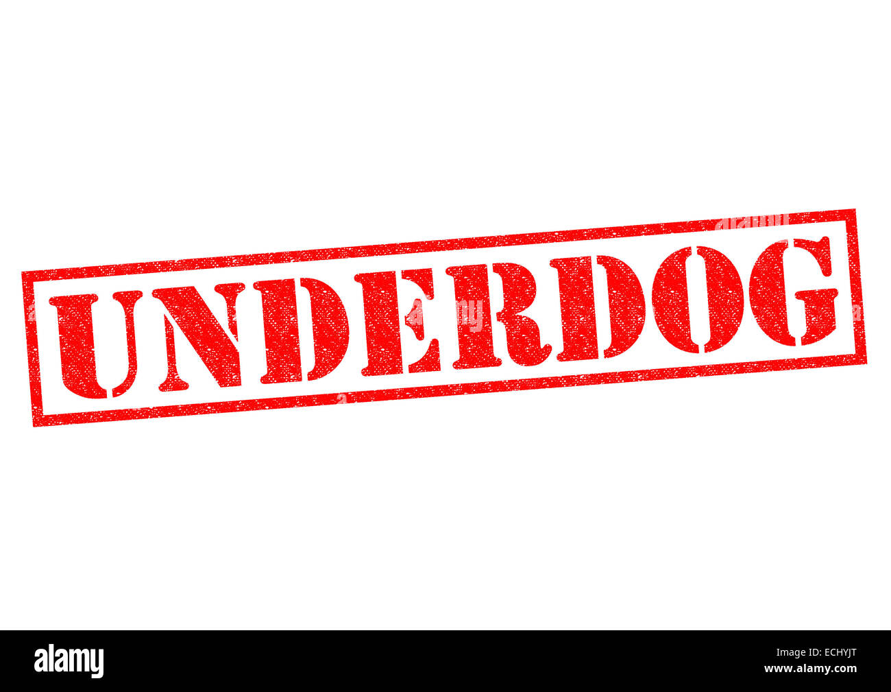 UNDERDOG roten Stempel auf einem weißen Hintergrund. Stockfoto