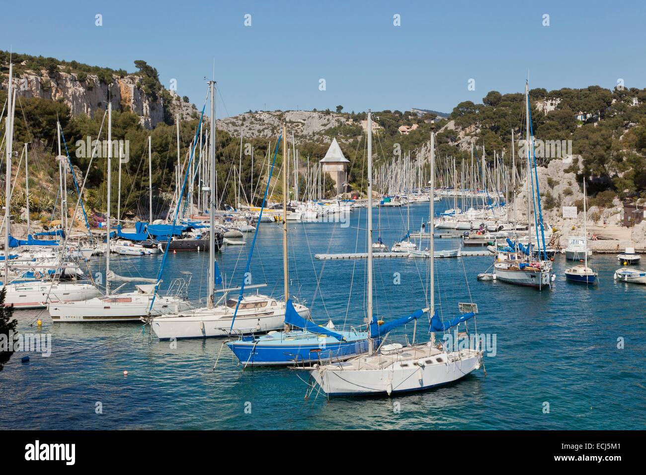 Frankreich, Bouches du Rhônes, Cassis, Calanque de Port miou Stockfoto