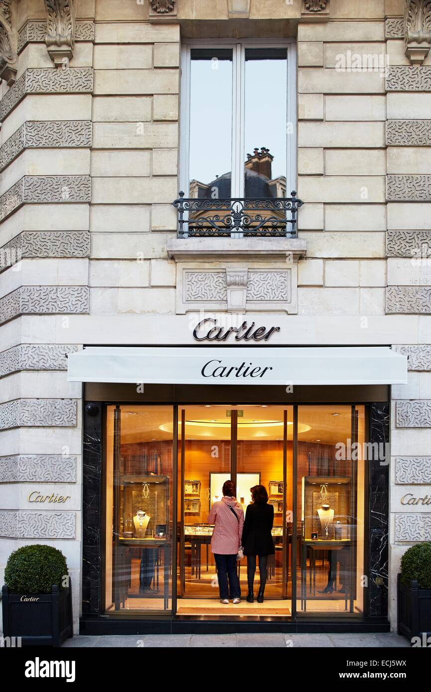 Frankreich, Paris, luxuriösen Geschäften der Francois 1er Straße, Cartier Stockfoto