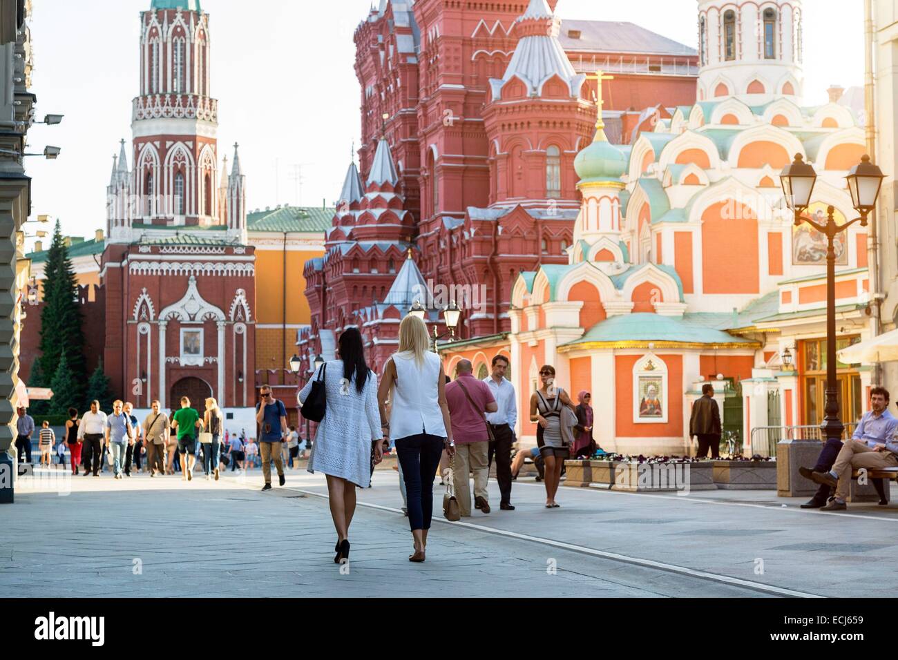 Russland, Moskau, Fußgängerzone auf dem Roten Platz zum Weltkulturerbe der UNESCO Stockfoto