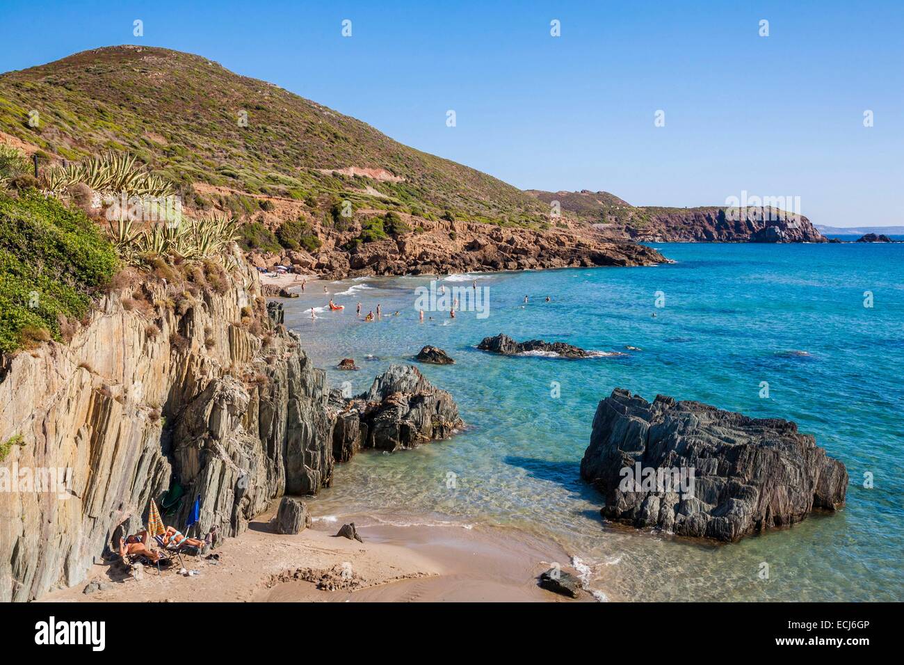Italien Sardinien Der Provinz Carbonia Iglesias Masua Strand Stockfotografie Alamy