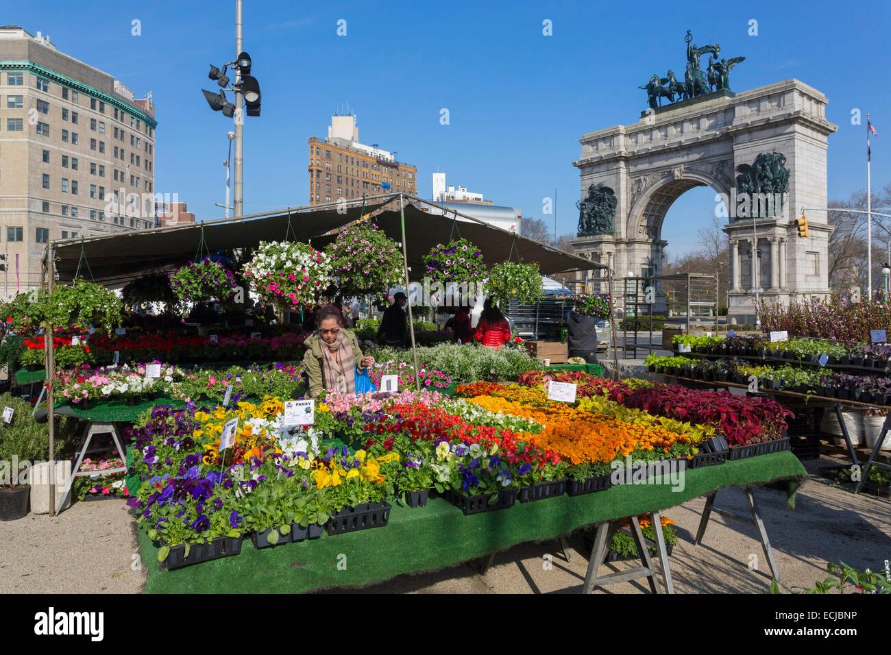 USA, New York, Brooklyn, Park Slope Bezirk Grand Army Plaza Greenmarket, den kleinen grünen Markt am Eingang zum Prospect Park Stockfoto